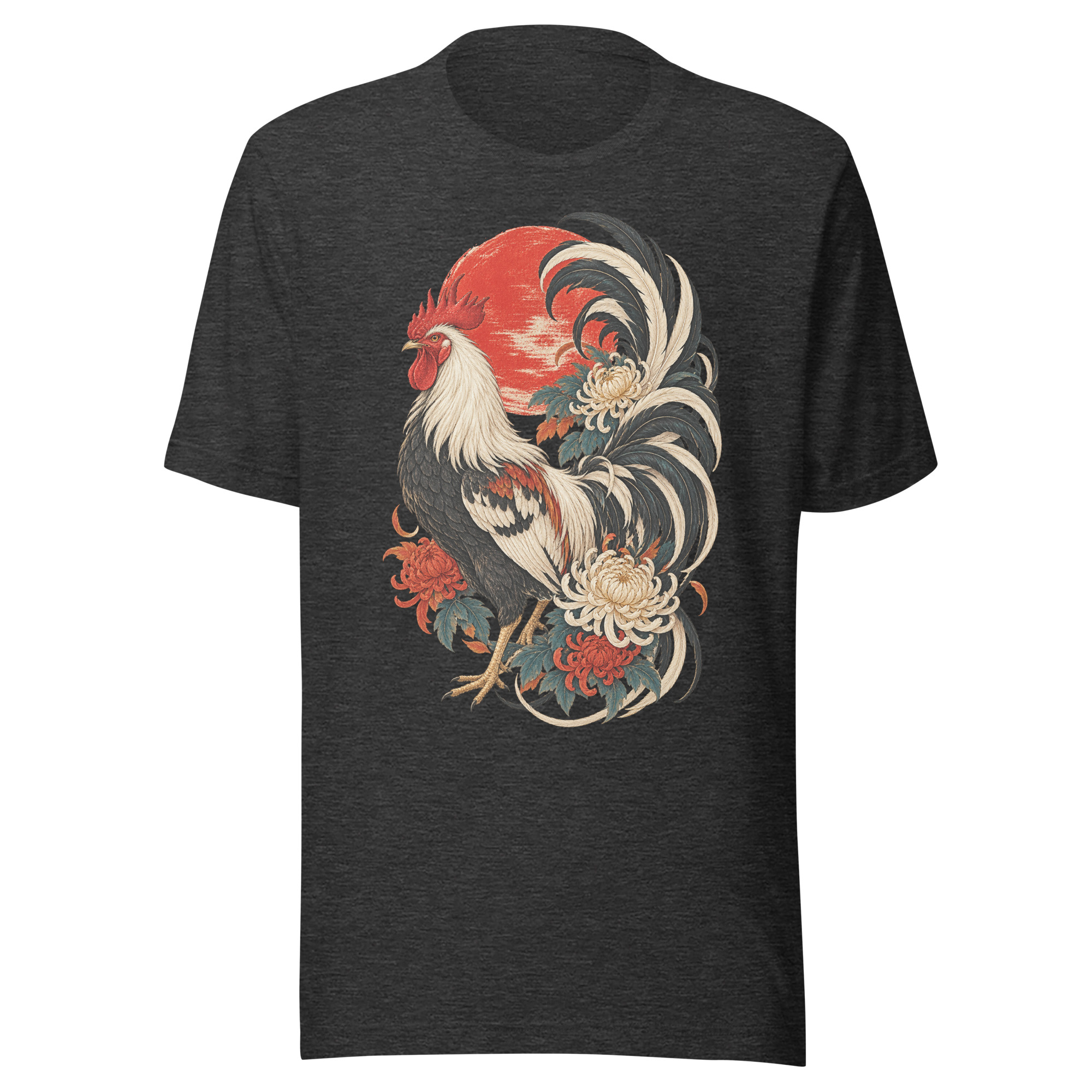 Japanese Rooster Red Sun Chrysanthemum Art, Japanese Art Tee, Mythology Gift - Image 144