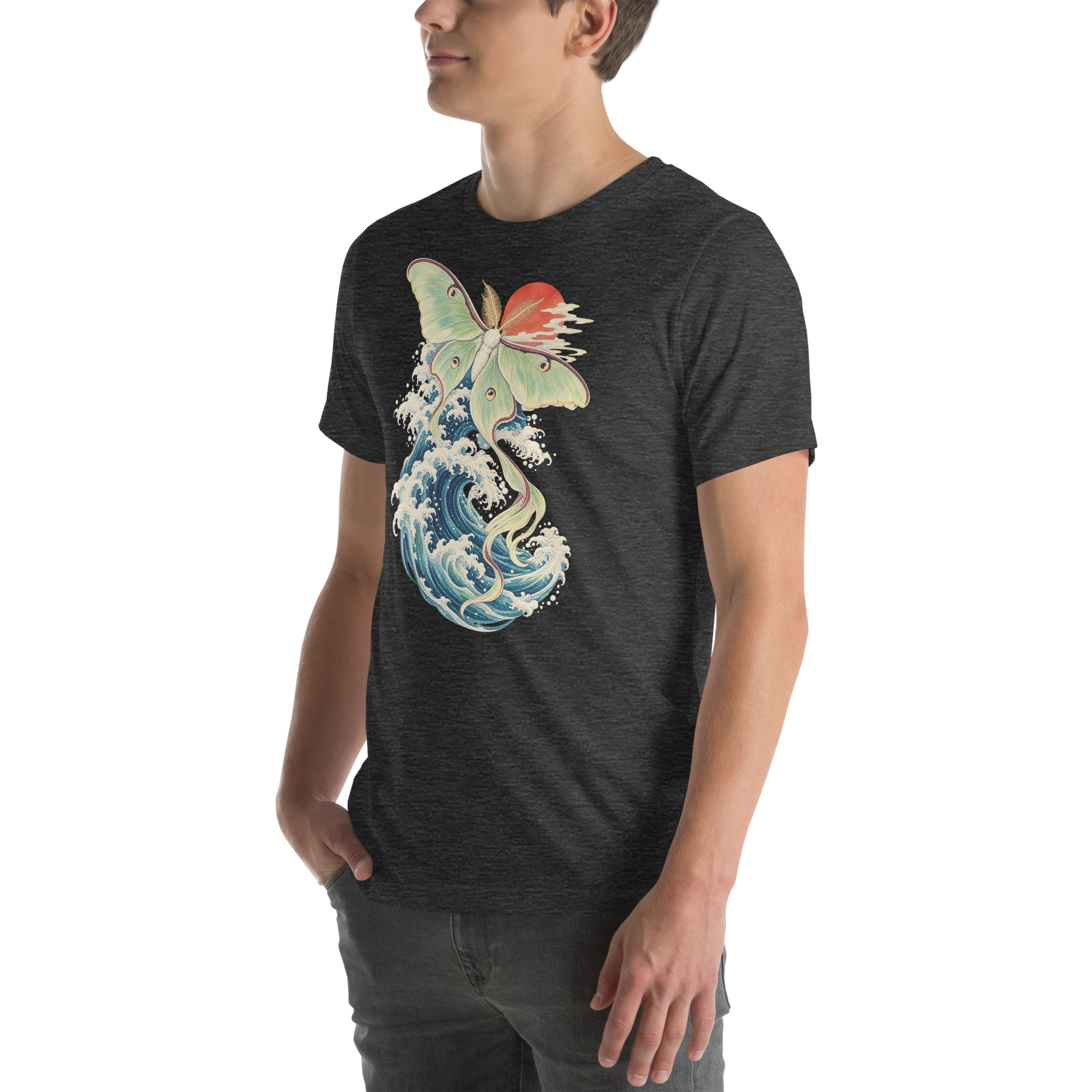 Luna Moth Great Wave Japanese Ukiyo-e Art T-Shirt - Image 115