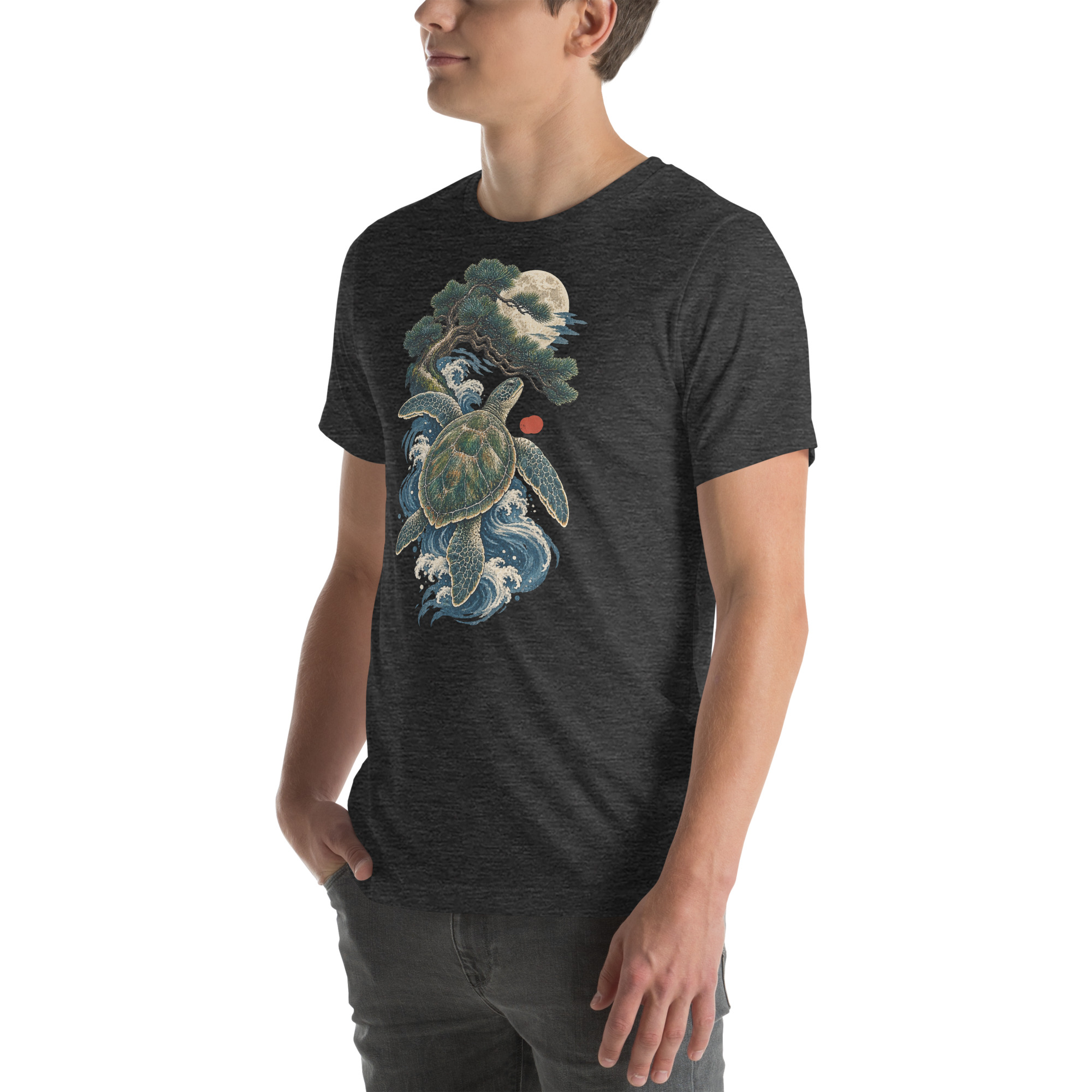 Ancient Sea Turtle Pine Moon Japanese Art, Japanese Art Tee, Mythology Gift - Image 115