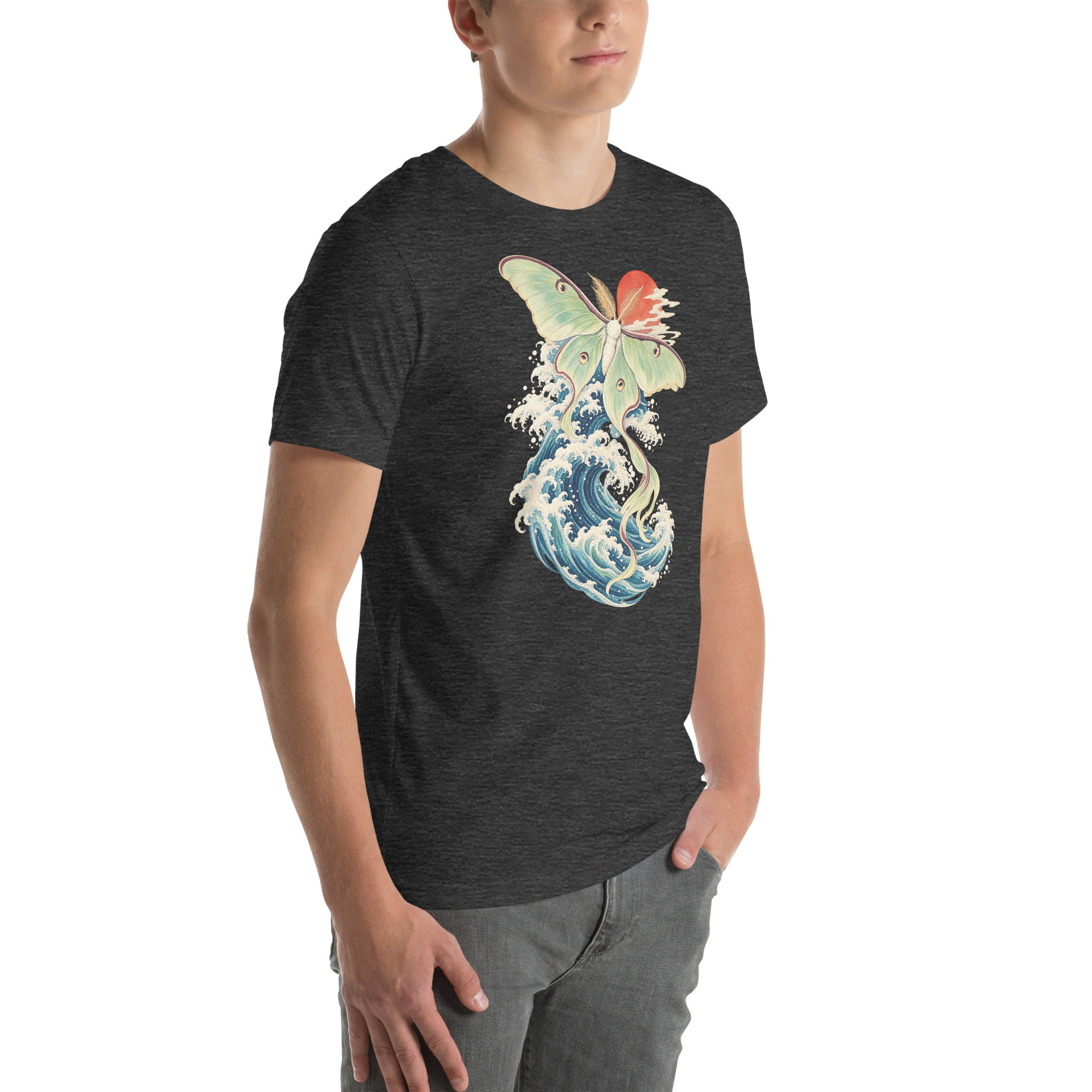 Luna Moth Great Wave Japanese Ukiyo-e Art T-Shirt - Image 117