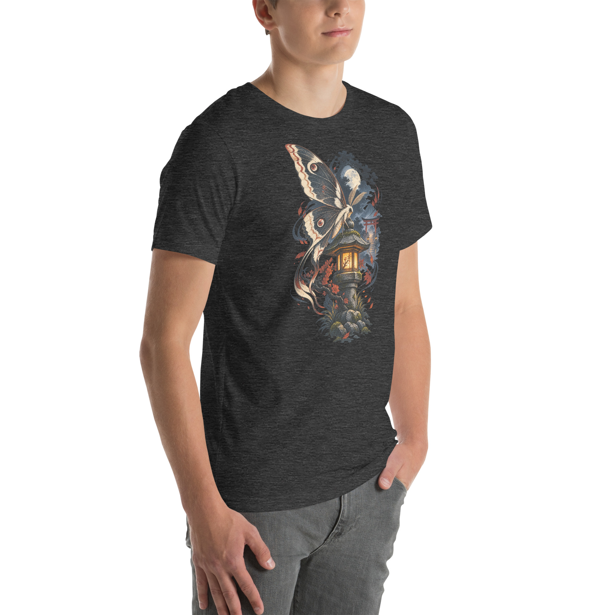 Japanese Moth Lantern Shrine Night Yokai Art T-Shirt - Image 117