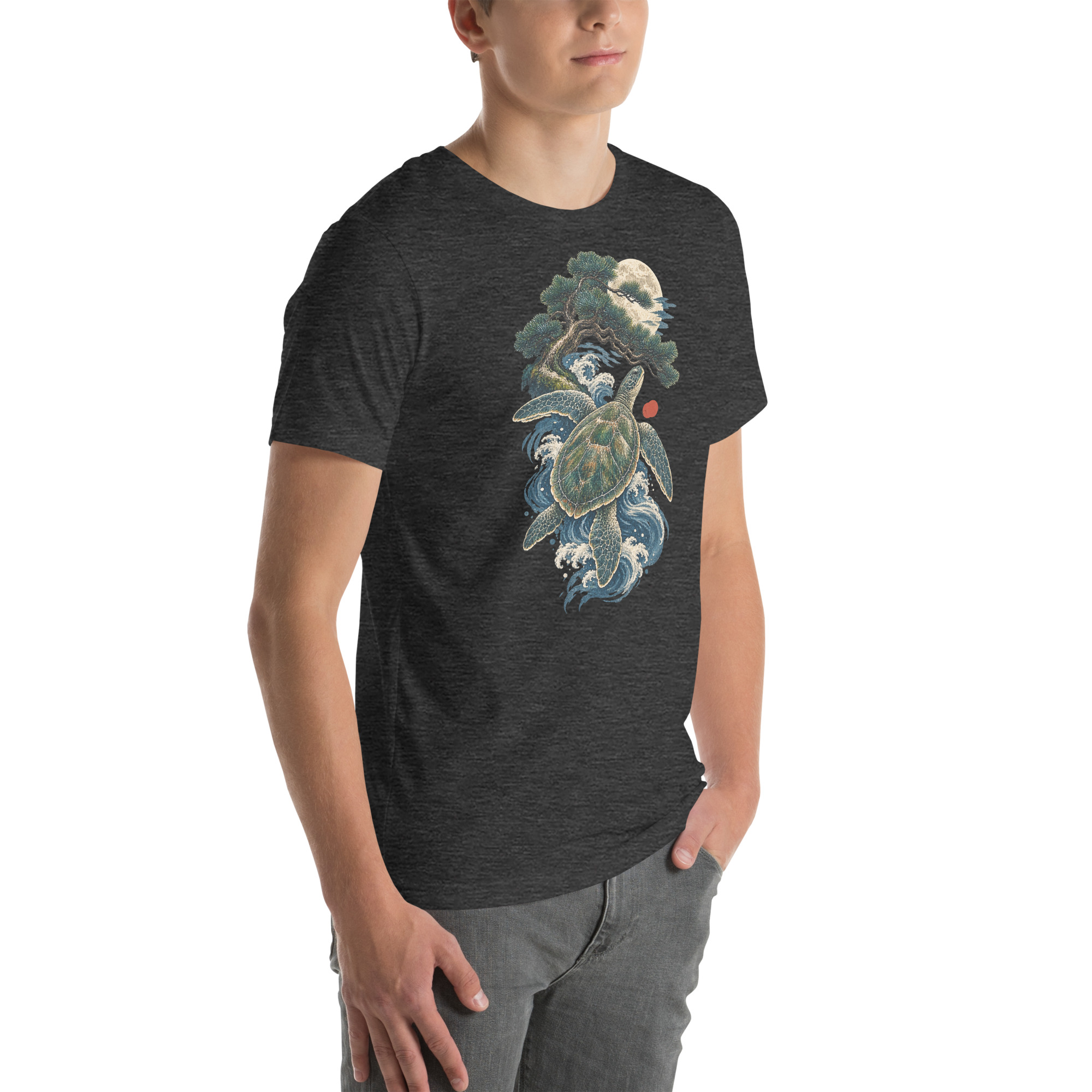 Ancient Sea Turtle Pine Moon Japanese Art, Japanese Art Tee, Mythology Gift - Image 117