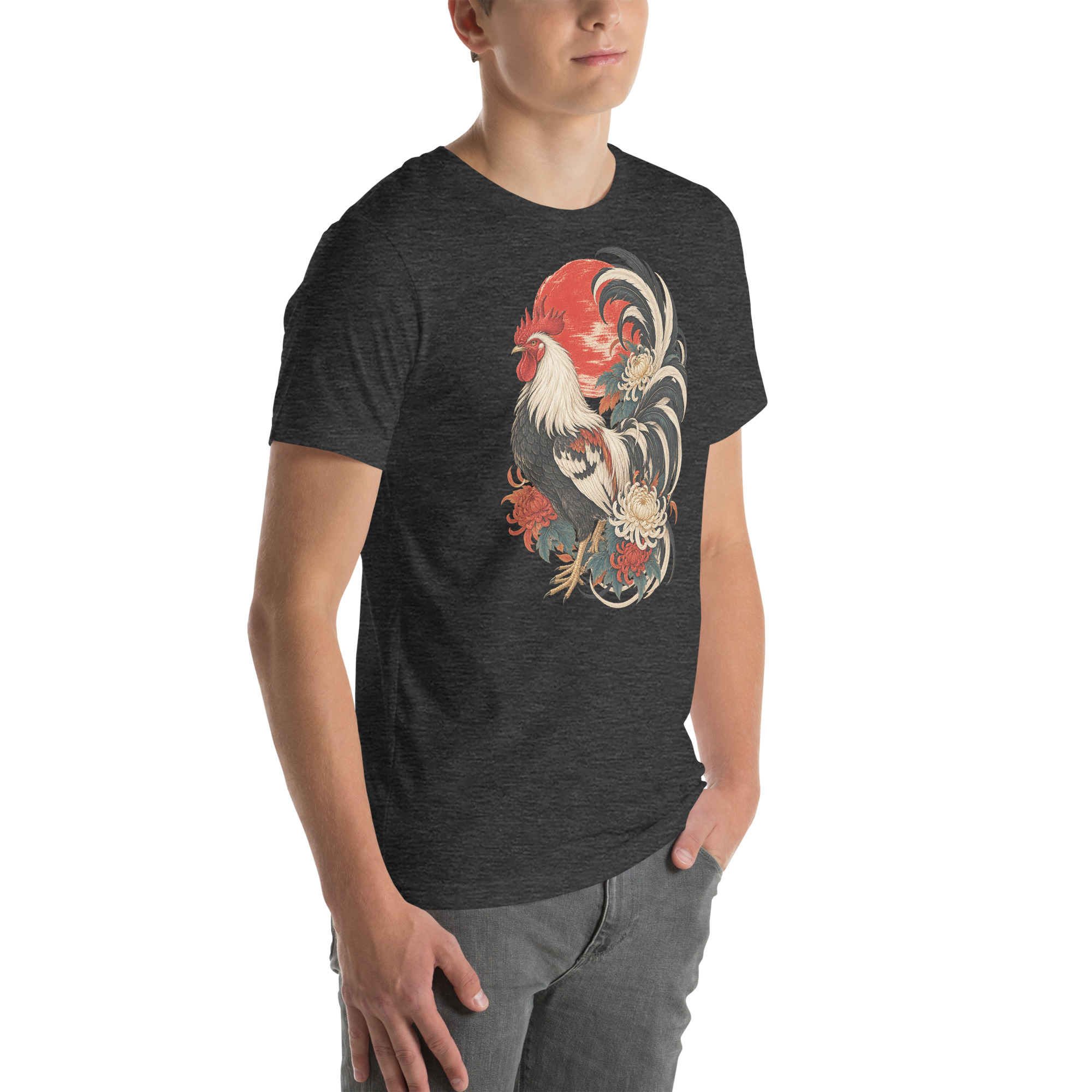 Japanese Rooster Red Sun Chrysanthemum Art, Japanese Art Tee, Mythology Gift - Image 117