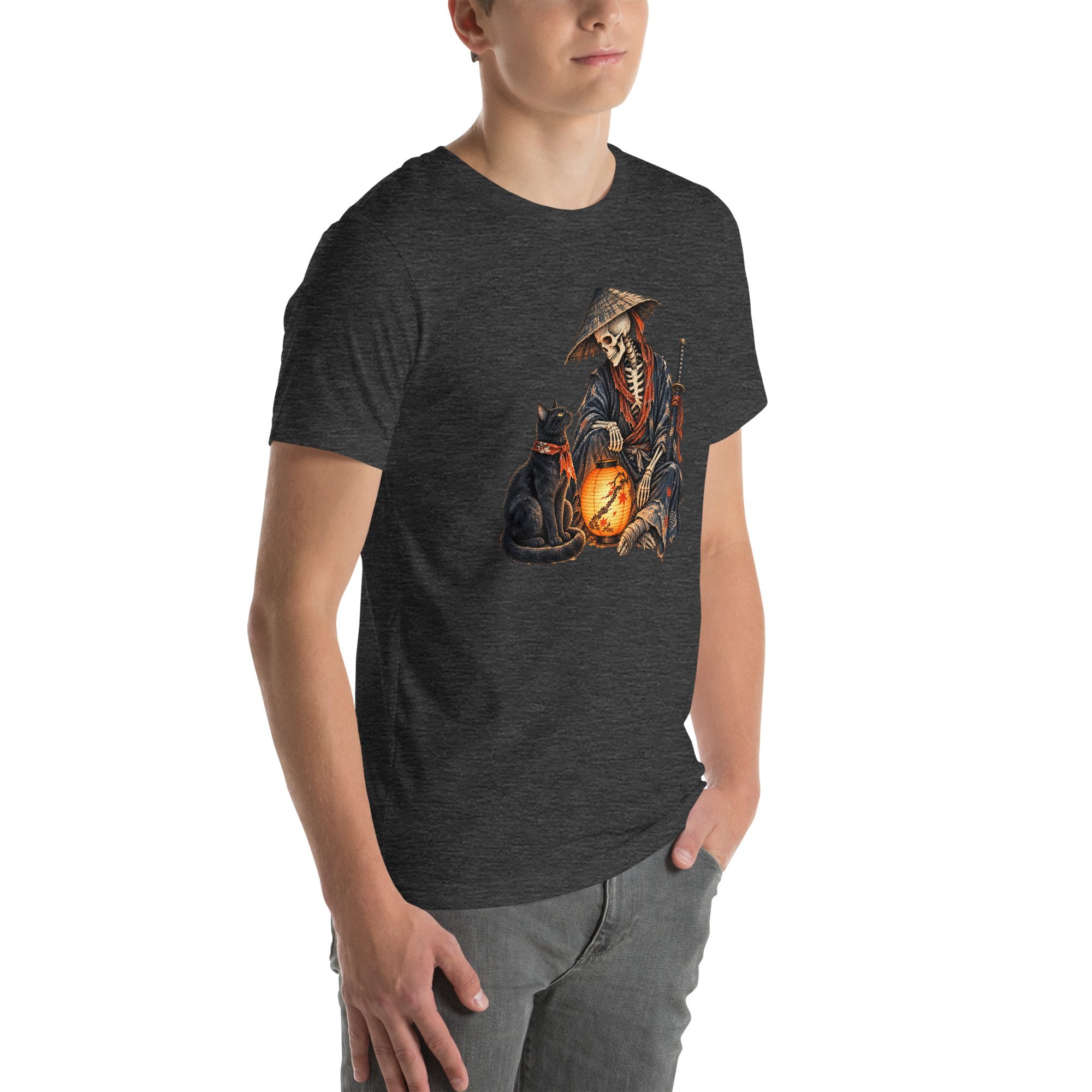Black Cat Skeleton Lantern Japanese Folklore T-Shirt - Image 30