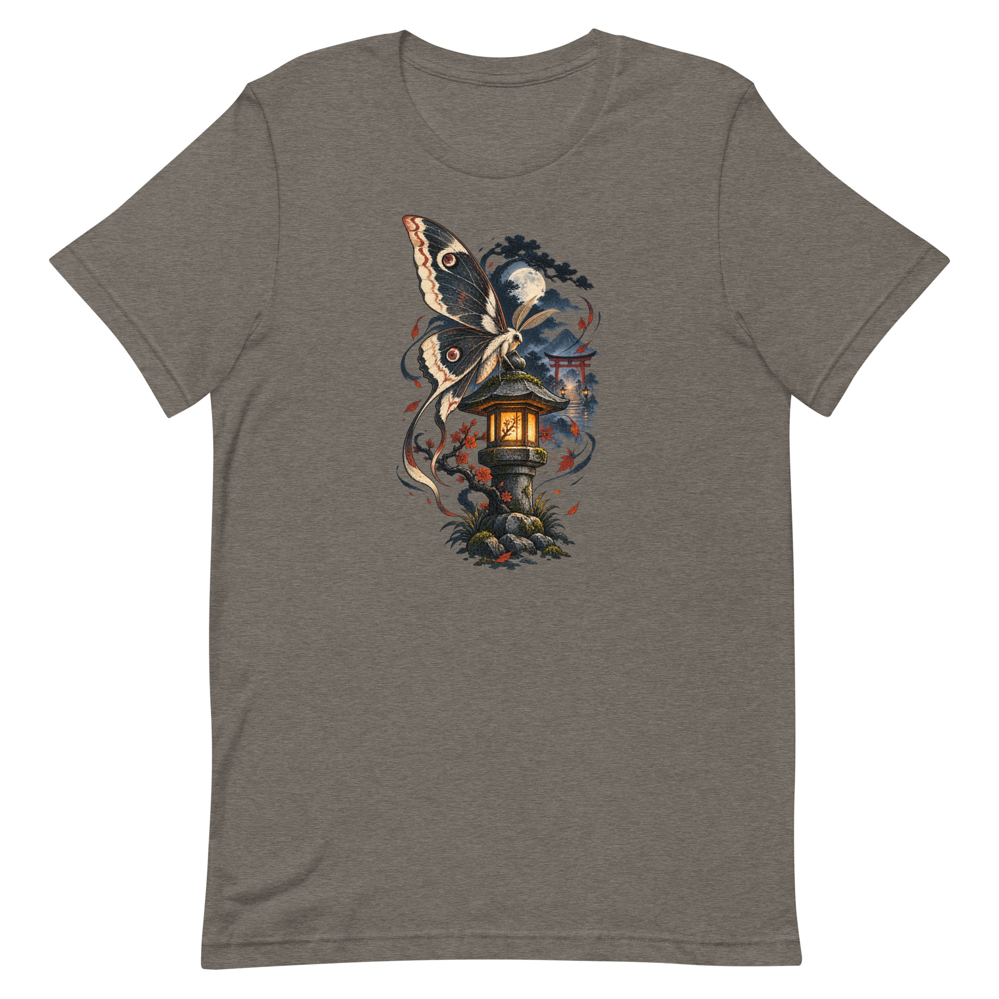 Japanese Moth Lantern Shrine Night Yokai Art T-Shirt - Image 84