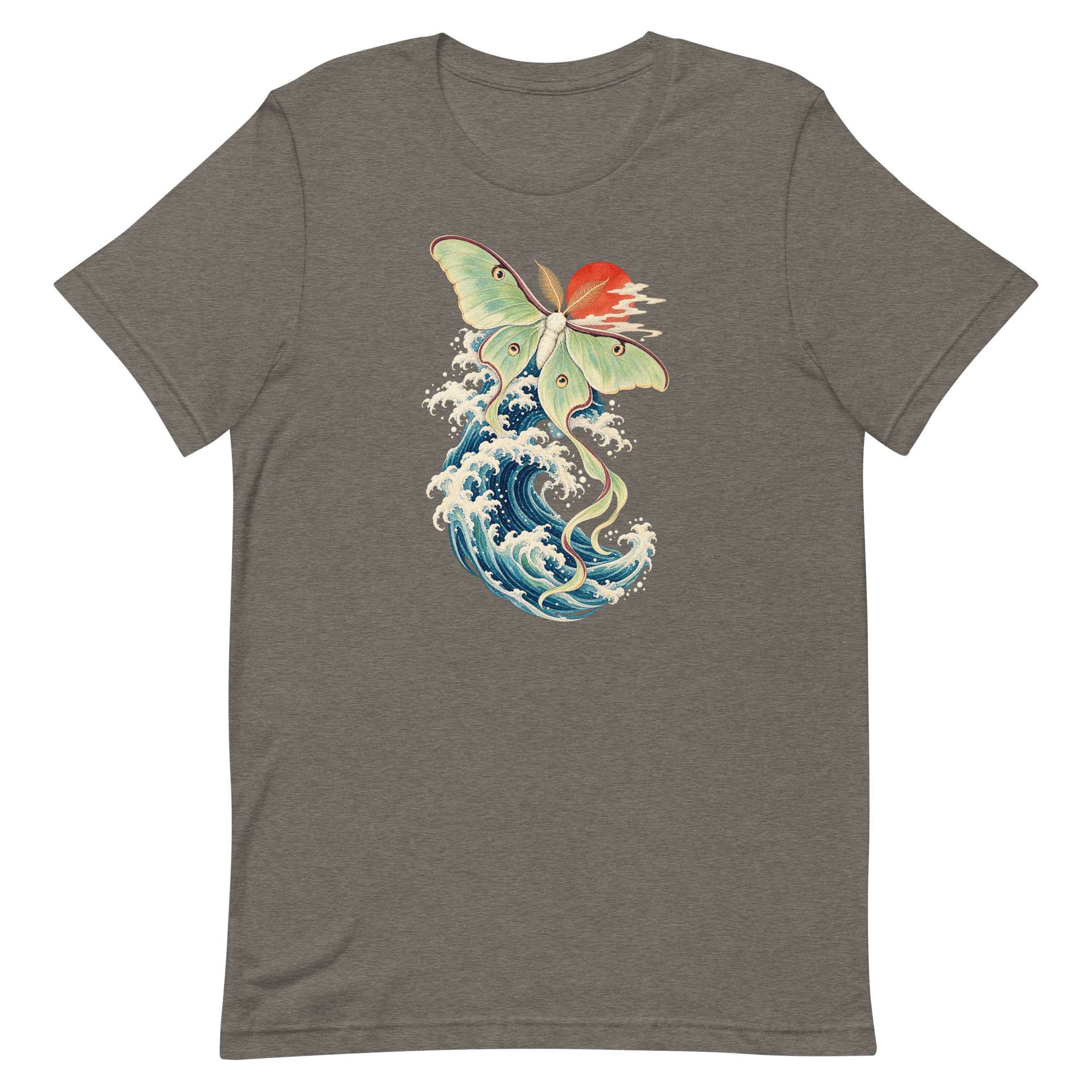 Luna Moth Great Wave Japanese Ukiyo-e Art T-Shirt - Image 84