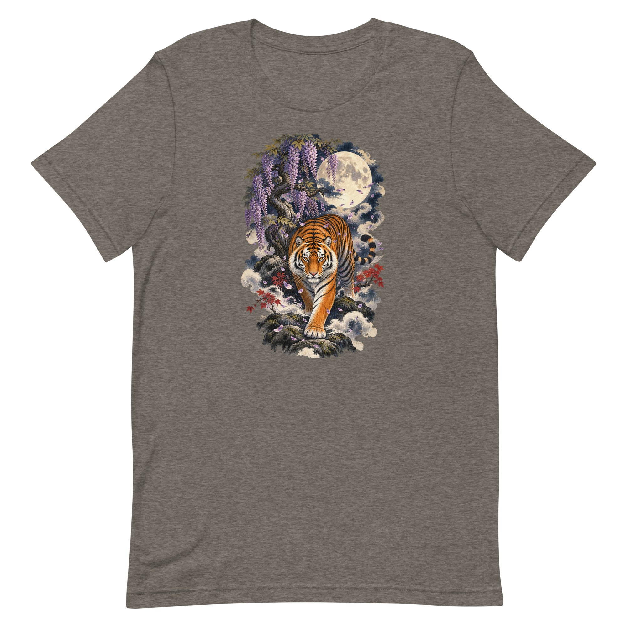 Japanese Tiger Wisteria Full Moon Art, Japanese Art Tee, Mythology Gift - Image 84