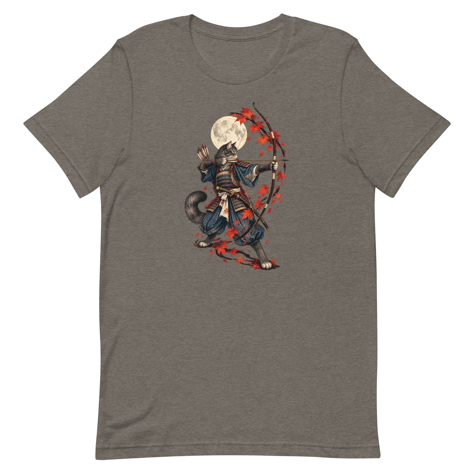 Samurai Cat Archer Maple Moon Japanese Art, Japanese Art Tee, Mythology Gift - Image 86
