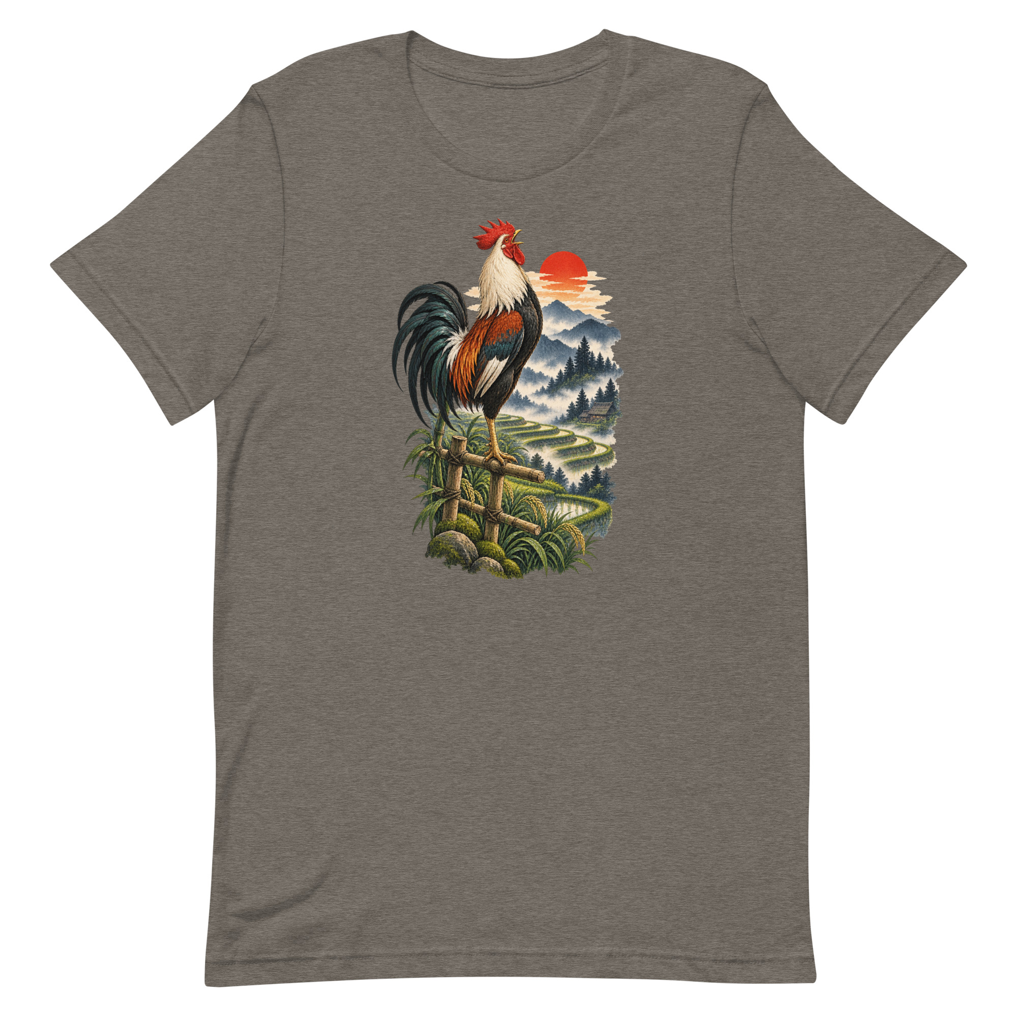 Japanese Rooster Rice Terrace Sunrise Art, Japanese Art Tee, Mythology Gift - Image 84