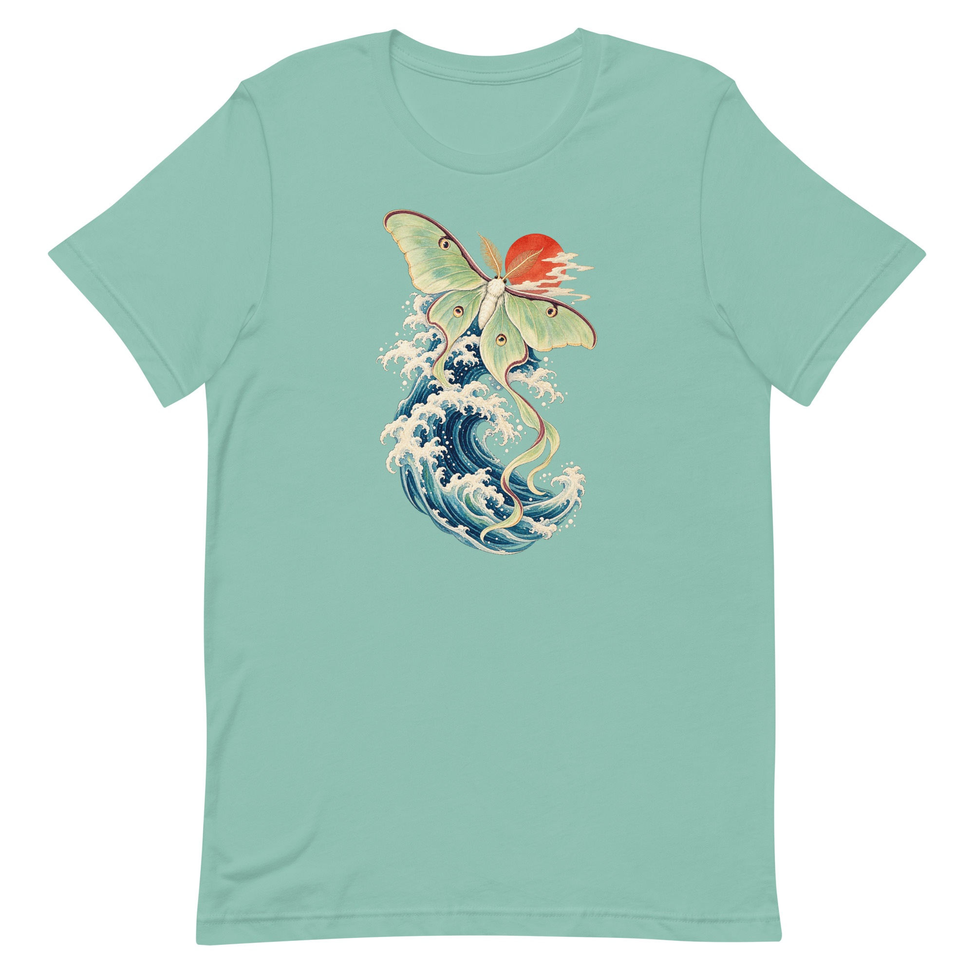 Luna Moth Great Wave Japanese Ukiyo-e Art T-Shirt - Image 12