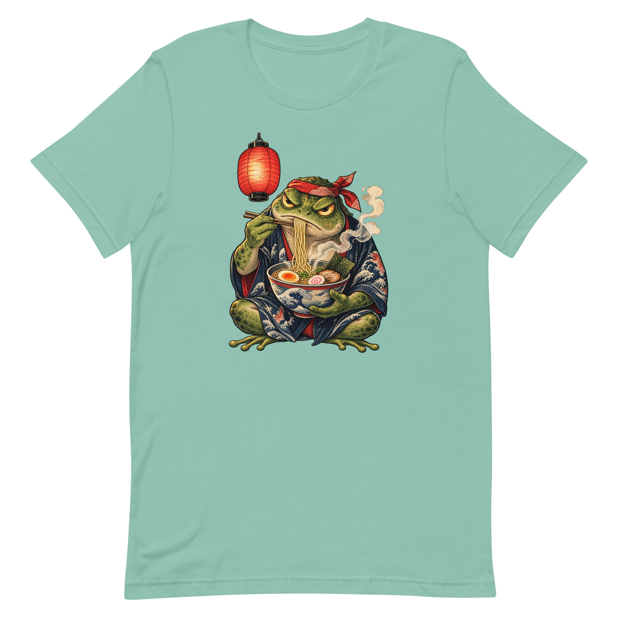 Grumpy Frog Ramen Lantern Japanese Ink Art T-Shirt - Image 14