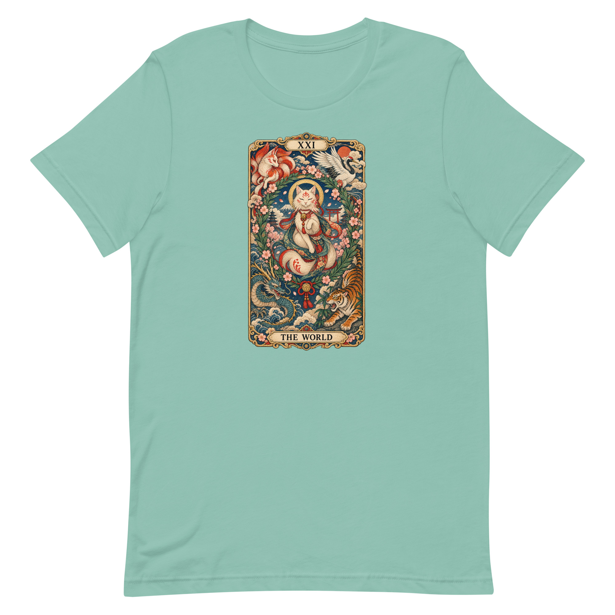 The World Shrine Cat Tarot Japanese Art T-Shirt - Image 12