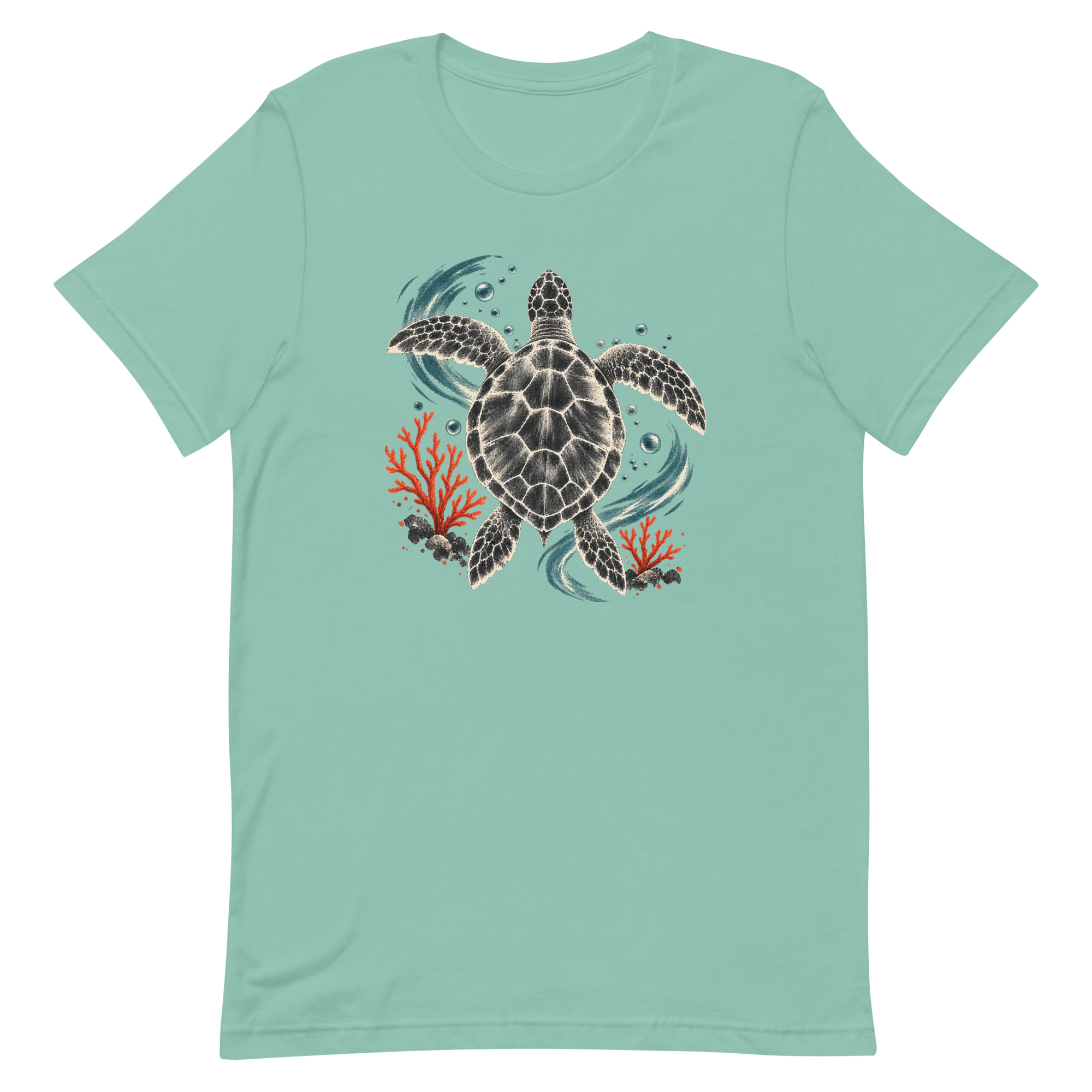 Gyotaku Sea Turtle Coral Japanese Print Art, Japanese Art Tee, Mythology Gift - Image 14