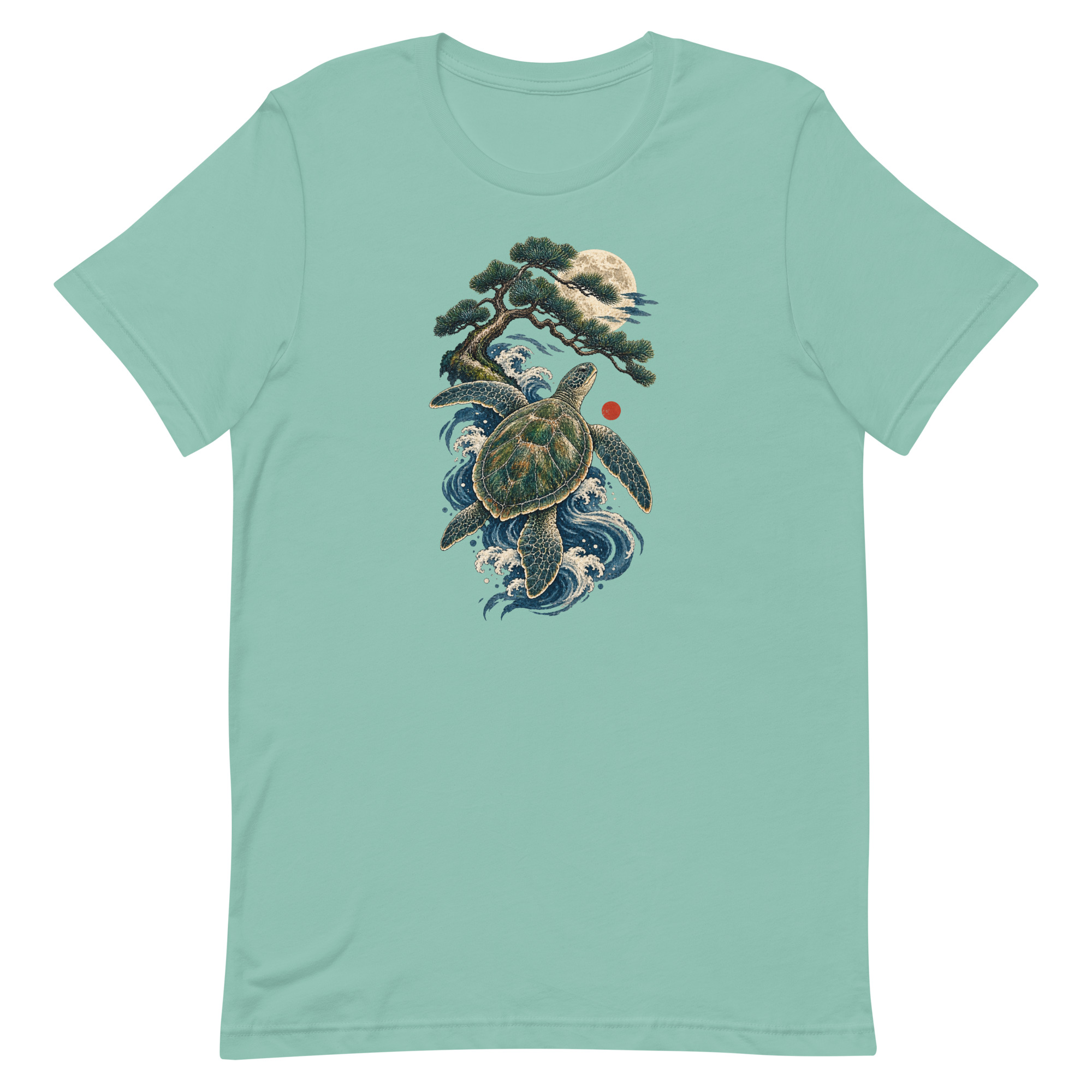 Ancient Sea Turtle Pine Moon Japanese Art, Japanese Art Tee, Mythology Gift - Image 12