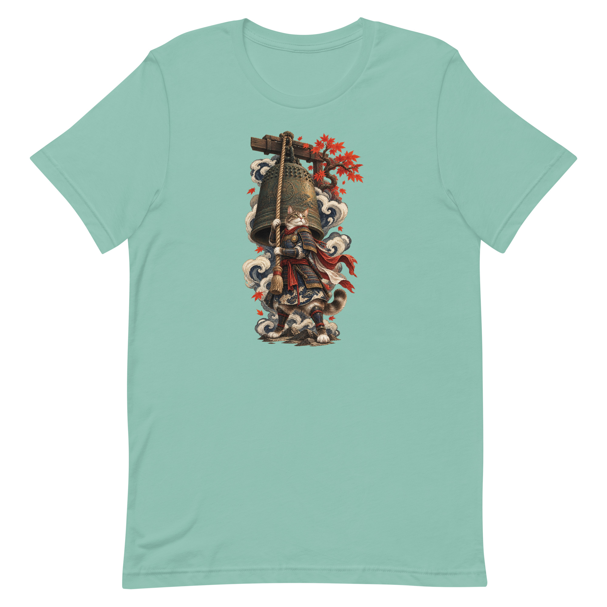 Samurai Cat Temple Bell Guardian Japanese Art, Japanese Art Tee, Mythology Gift - Image 14