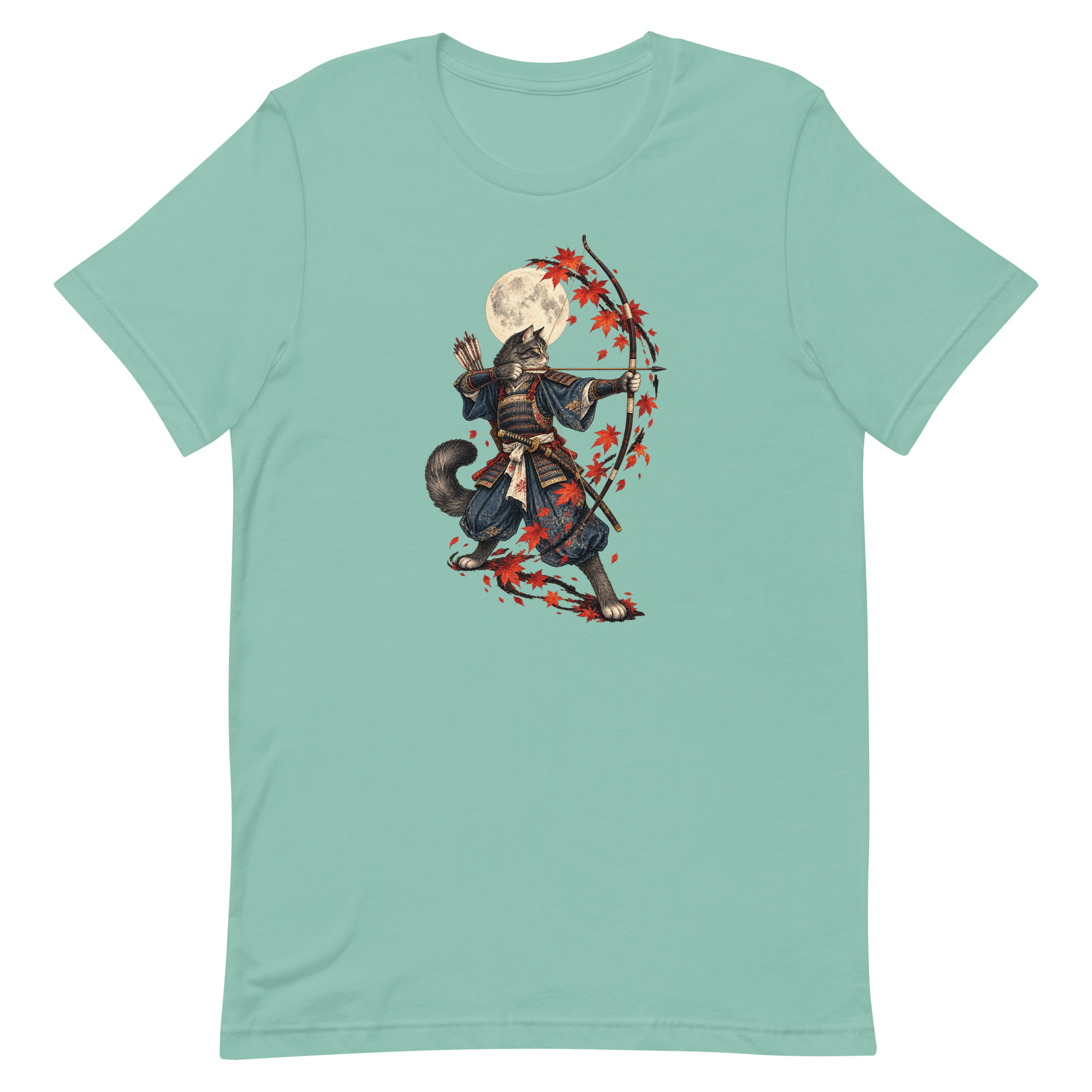 Samurai Cat Archer Maple Moon Japanese Art, Japanese Art Tee, Mythology Gift - Image 14