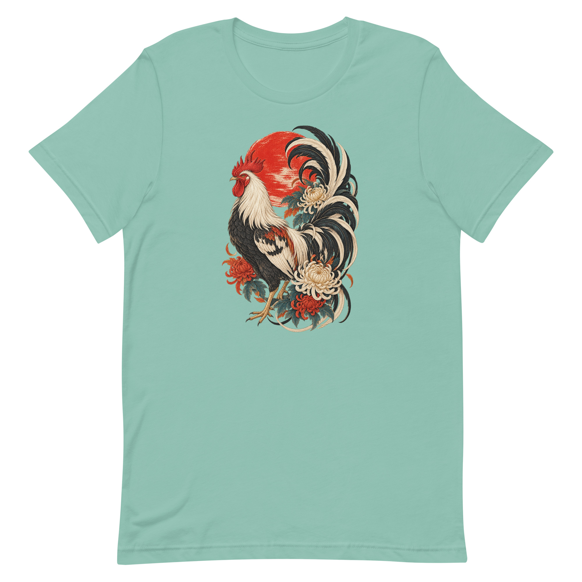 Japanese Rooster Red Sun Chrysanthemum Art, Japanese Art Tee, Mythology Gift - Image 12