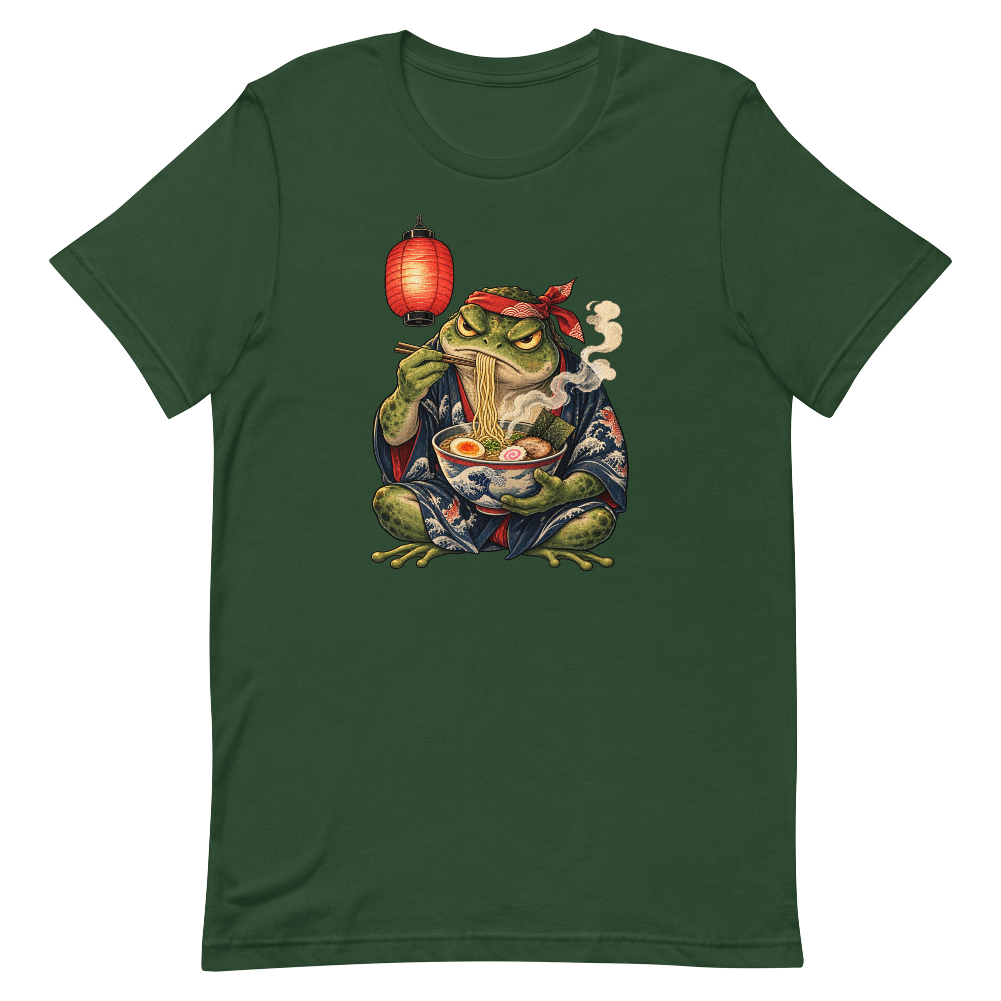 Grumpy Frog Ramen Lantern Japanese Ink Art T-Shirt - Image 15
