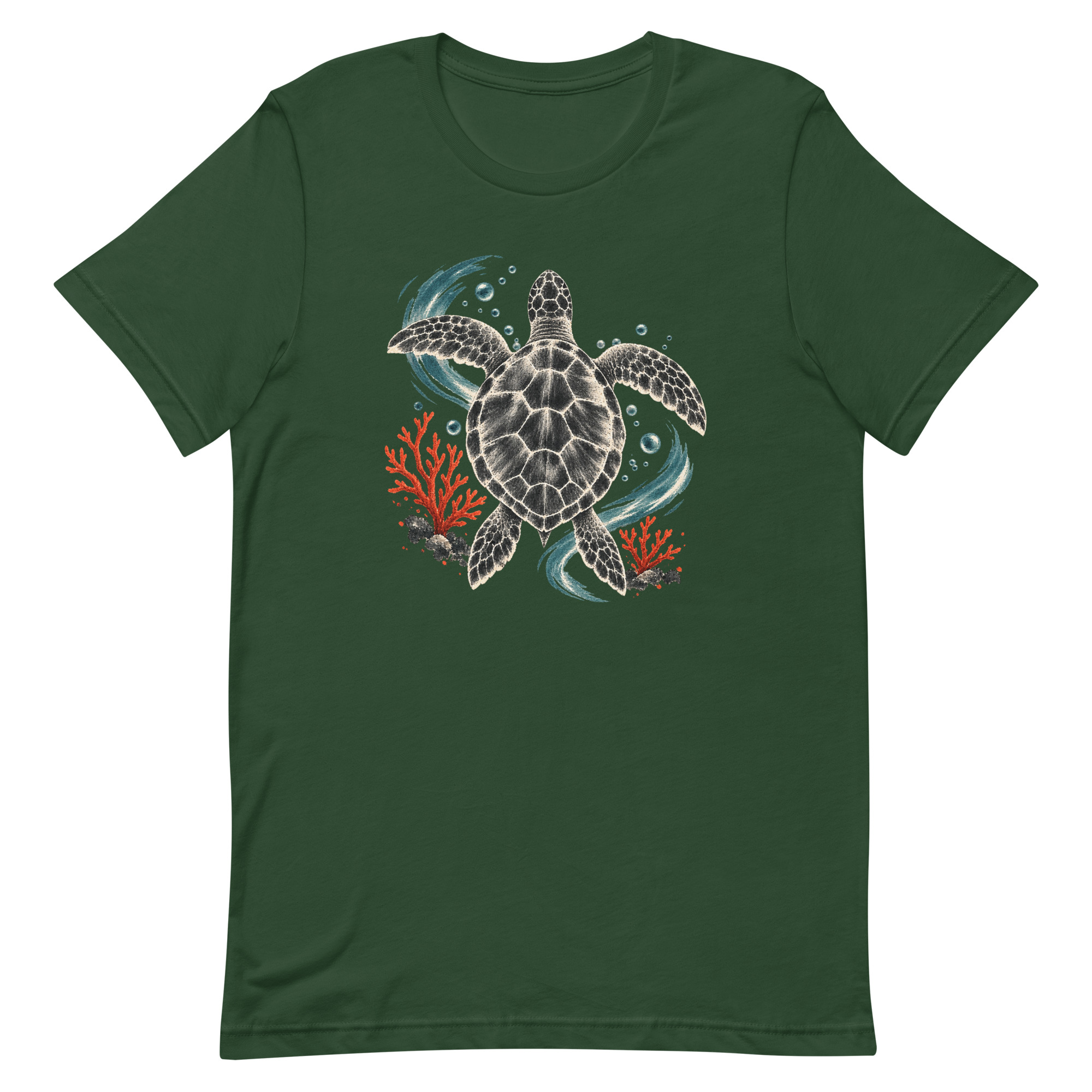 Gyotaku Sea Turtle Coral Japanese Print Art, Japanese Art Tee, Mythology Gift - Image 15