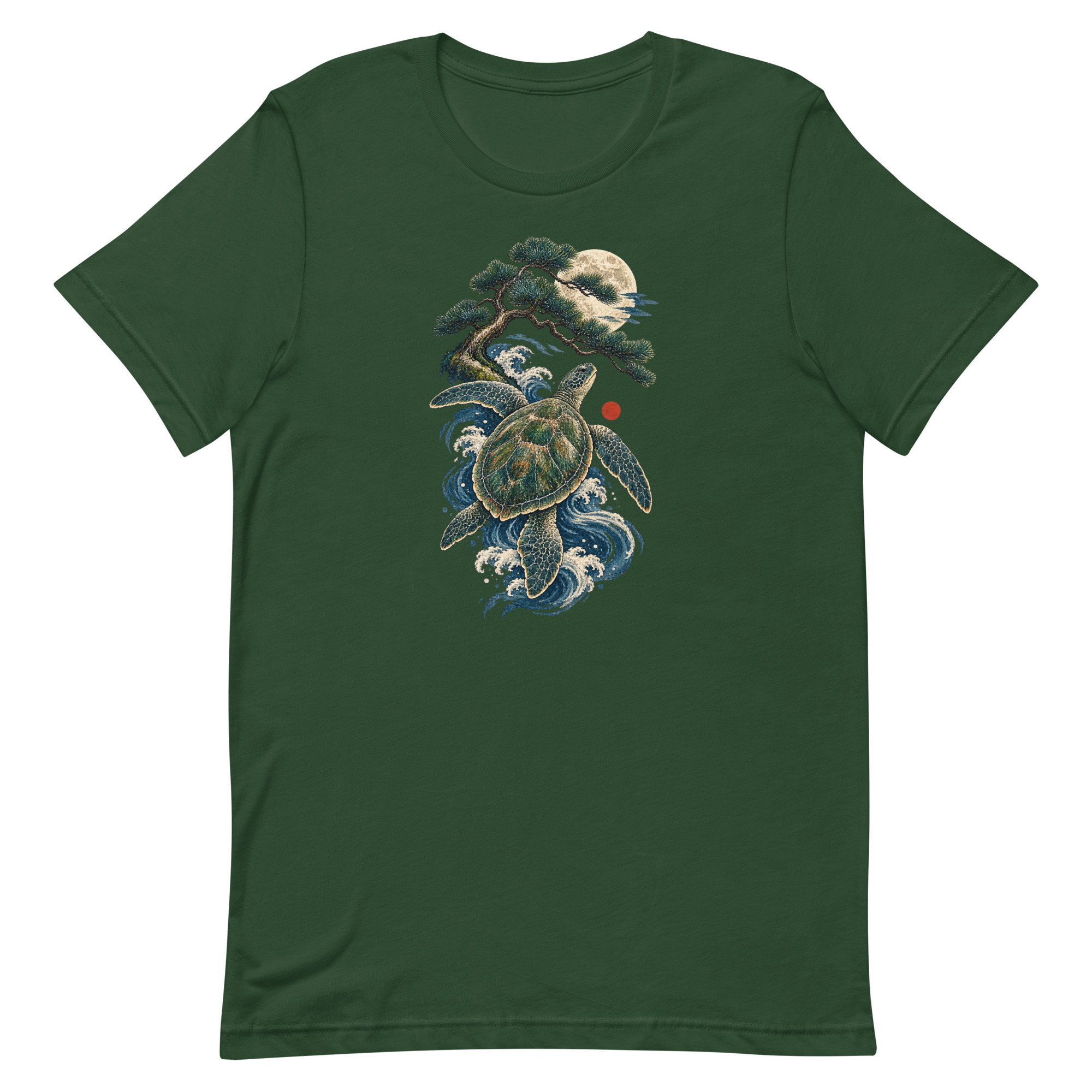 Ancient Sea Turtle Pine Moon Japanese Art, Japanese Art Tee, Mythology Gift - Image 13