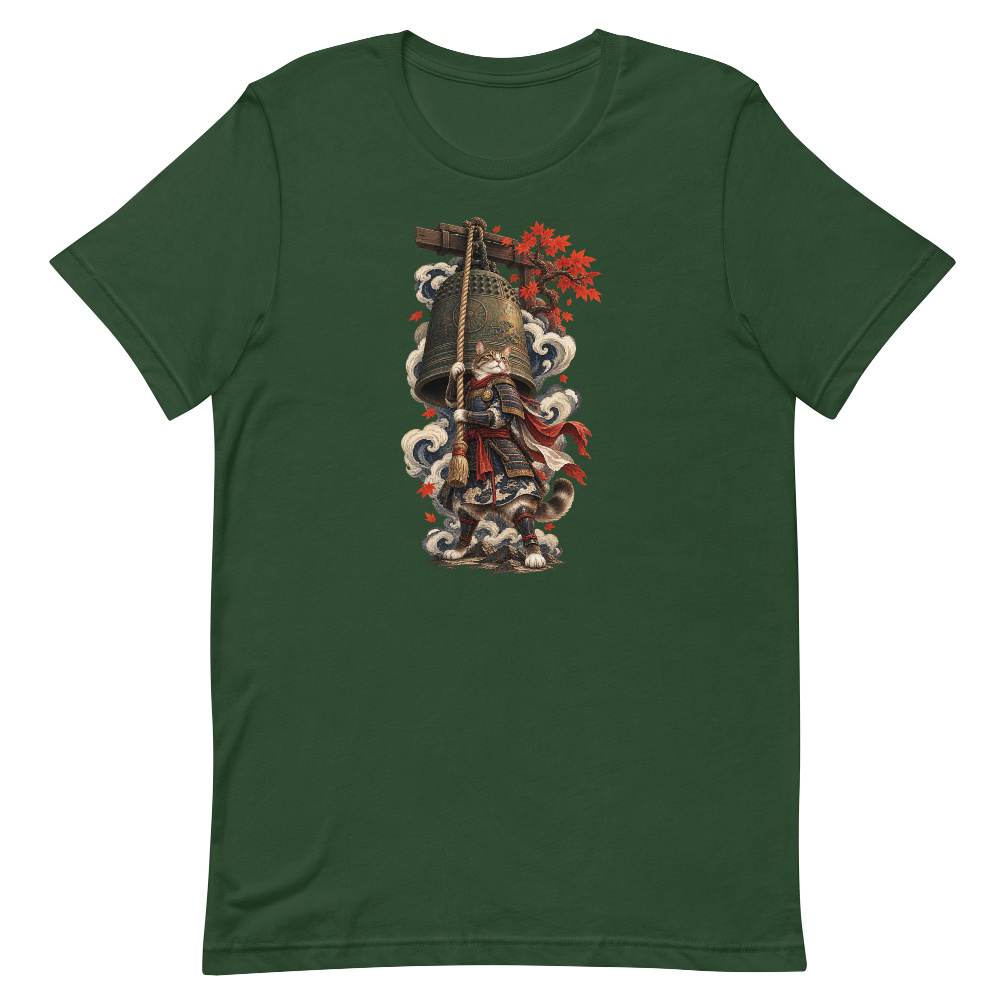 Samurai Cat Temple Bell Guardian Japanese Art, Japanese Art Tee, Mythology Gift - Image 15