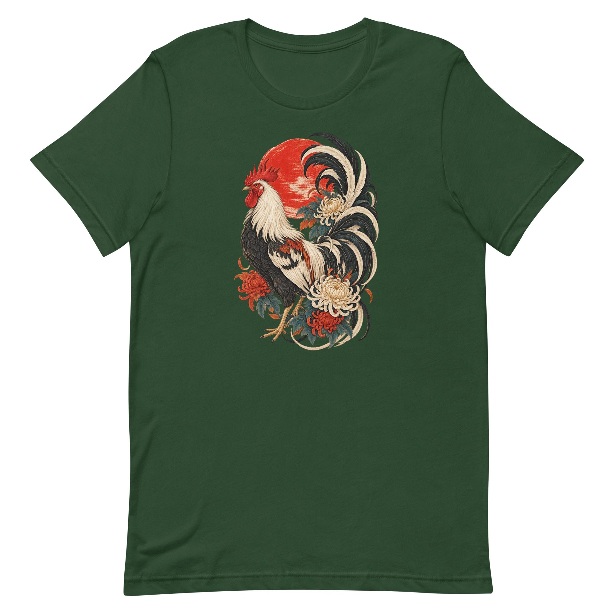 Japanese Rooster Red Sun Chrysanthemum Art, Japanese Art Tee, Mythology Gift - Image 13