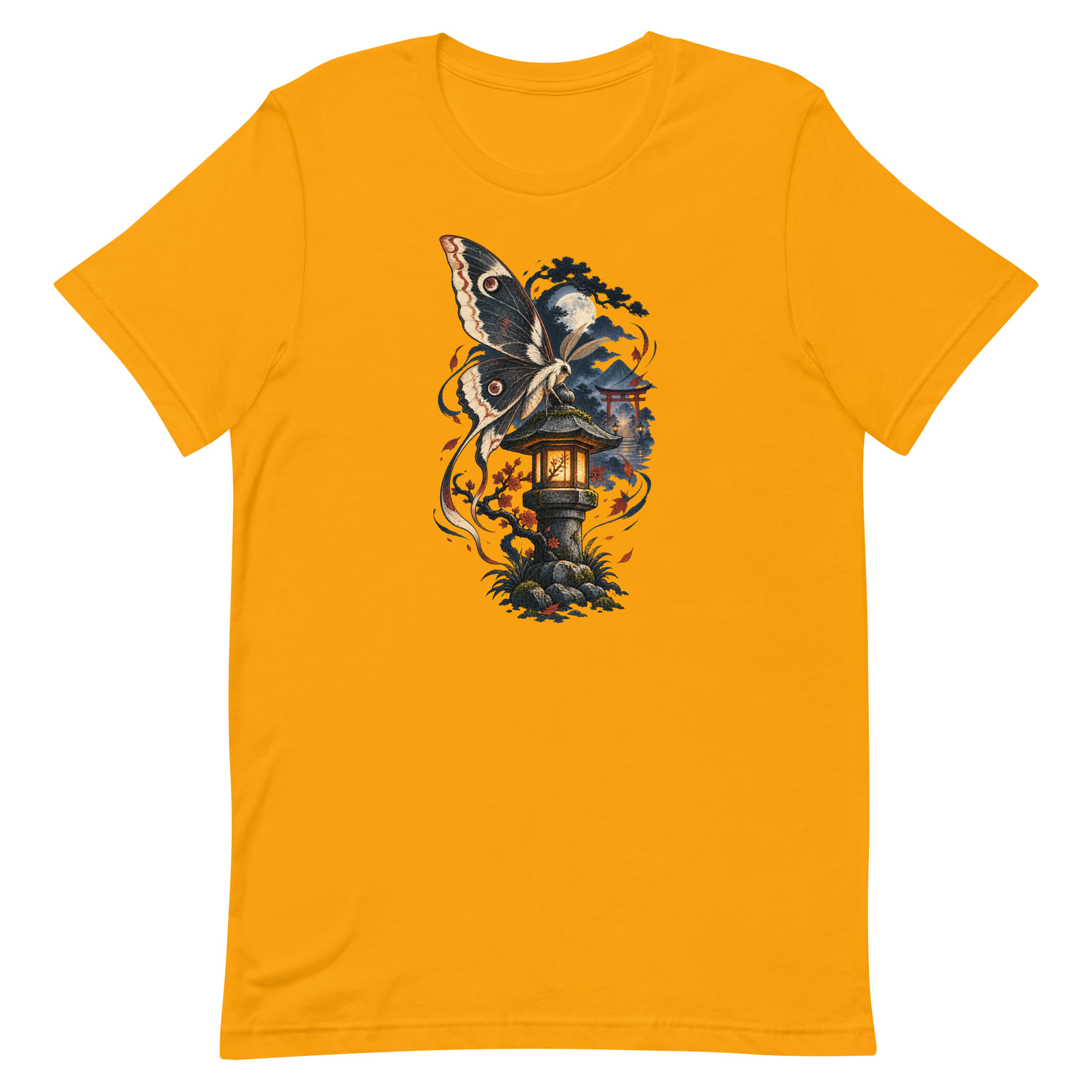 Japanese Moth Lantern Shrine Night Yokai Art T-Shirt - Image 14