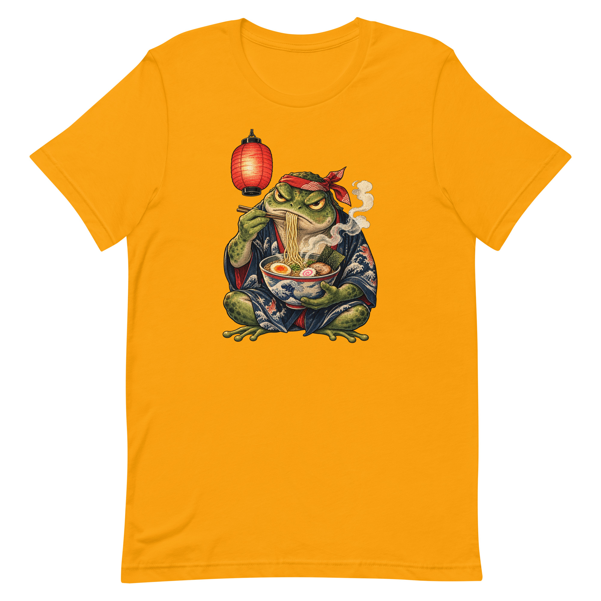 Grumpy Frog Ramen Lantern Japanese Ink Art T-Shirt - Image 16