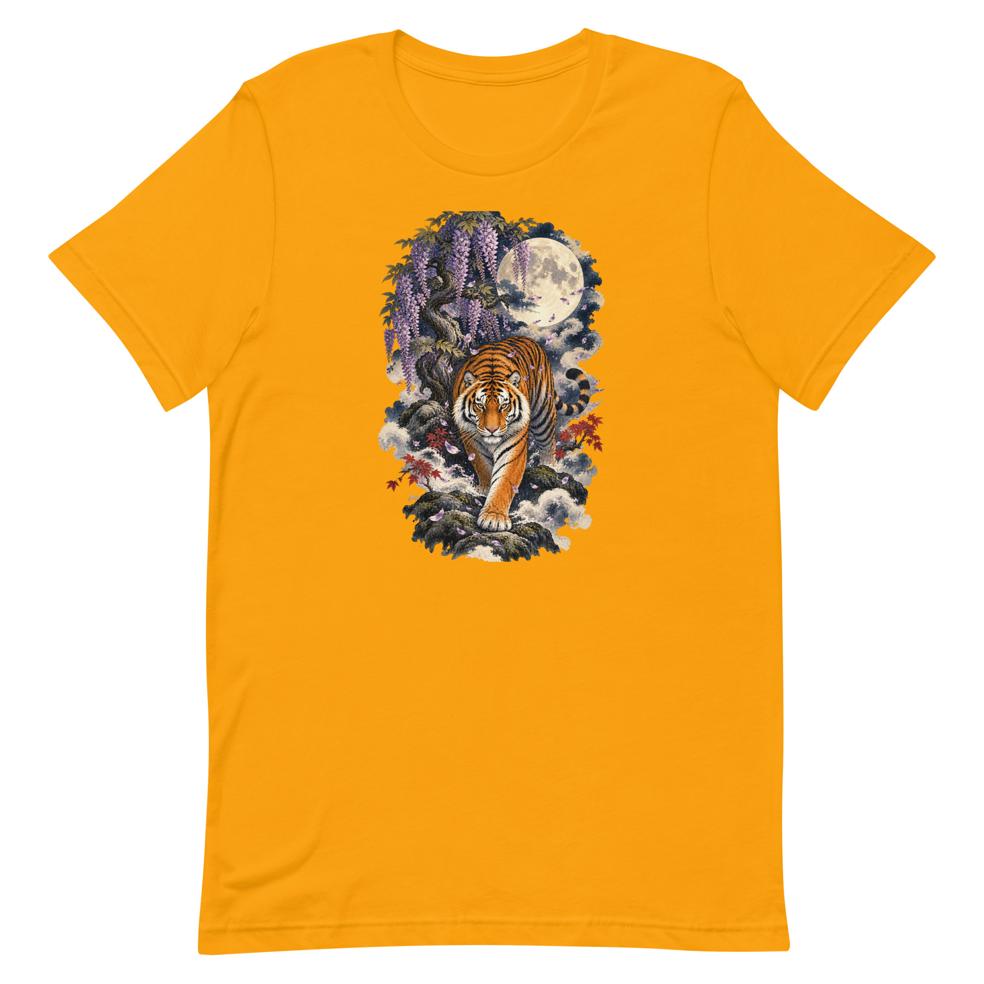 Japanese Tiger Wisteria Full Moon Art, Japanese Art Tee, Mythology Gift - Image 14
