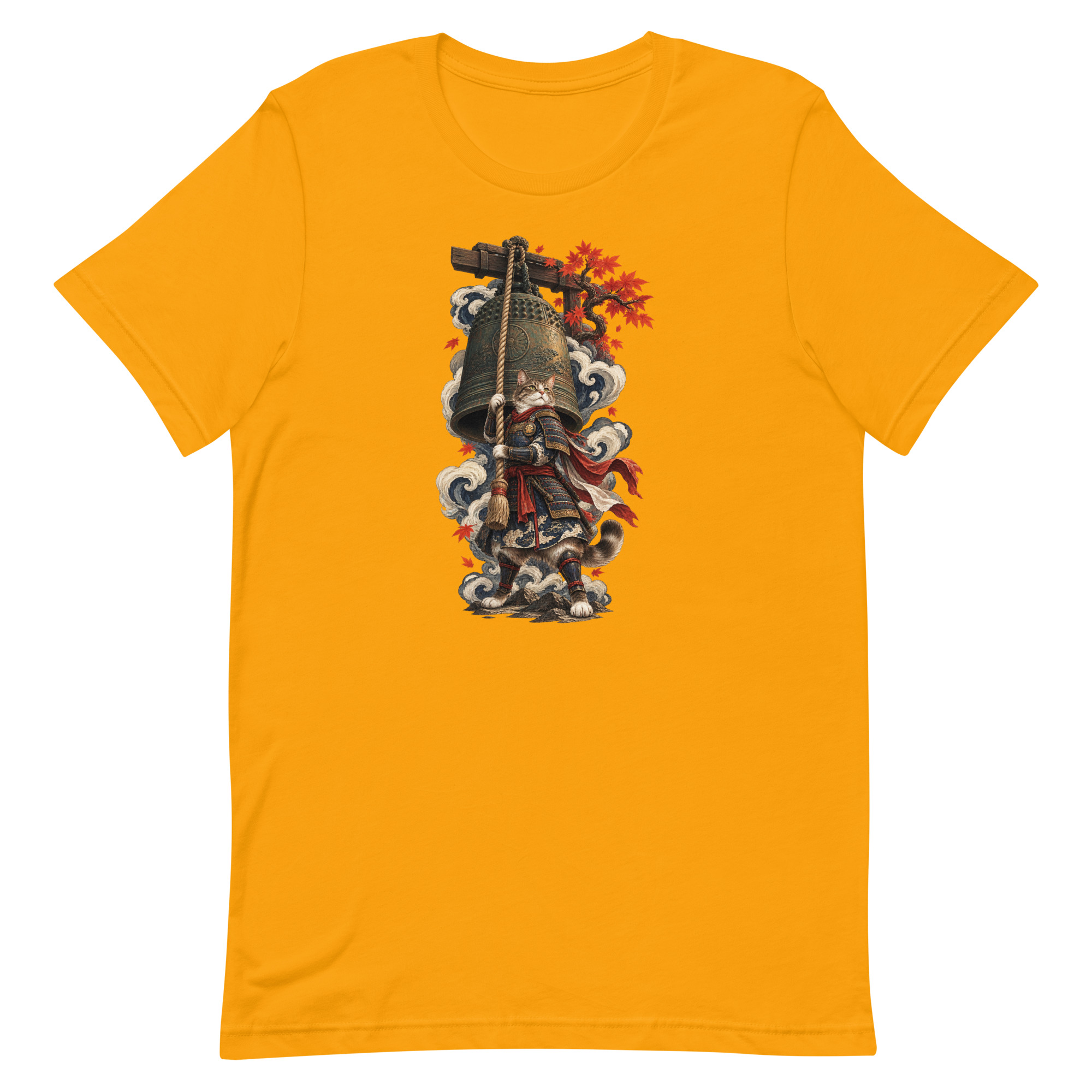 Samurai Cat Temple Bell Guardian Japanese Art, Japanese Art Tee, Mythology Gift - Image 16