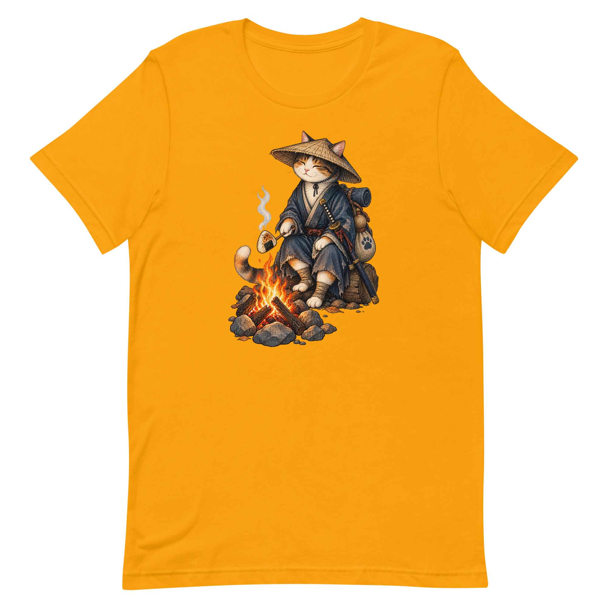 Samurai Cat Onigiri Campfire Japanese Art, Japanese Art Tee, Mythology Gift - Image 16