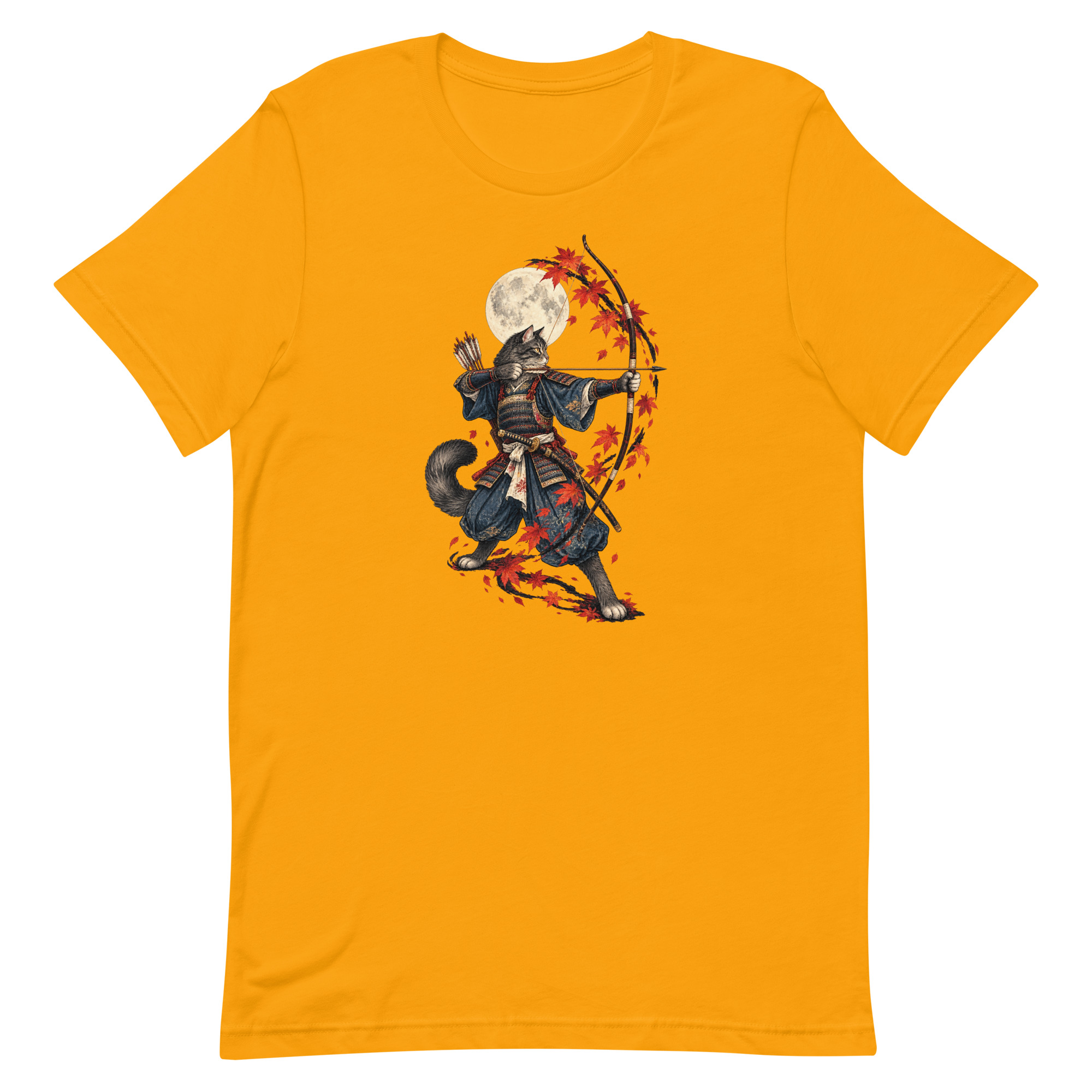Samurai Cat Archer Maple Moon Japanese Art, Japanese Art Tee, Mythology Gift - Image 16