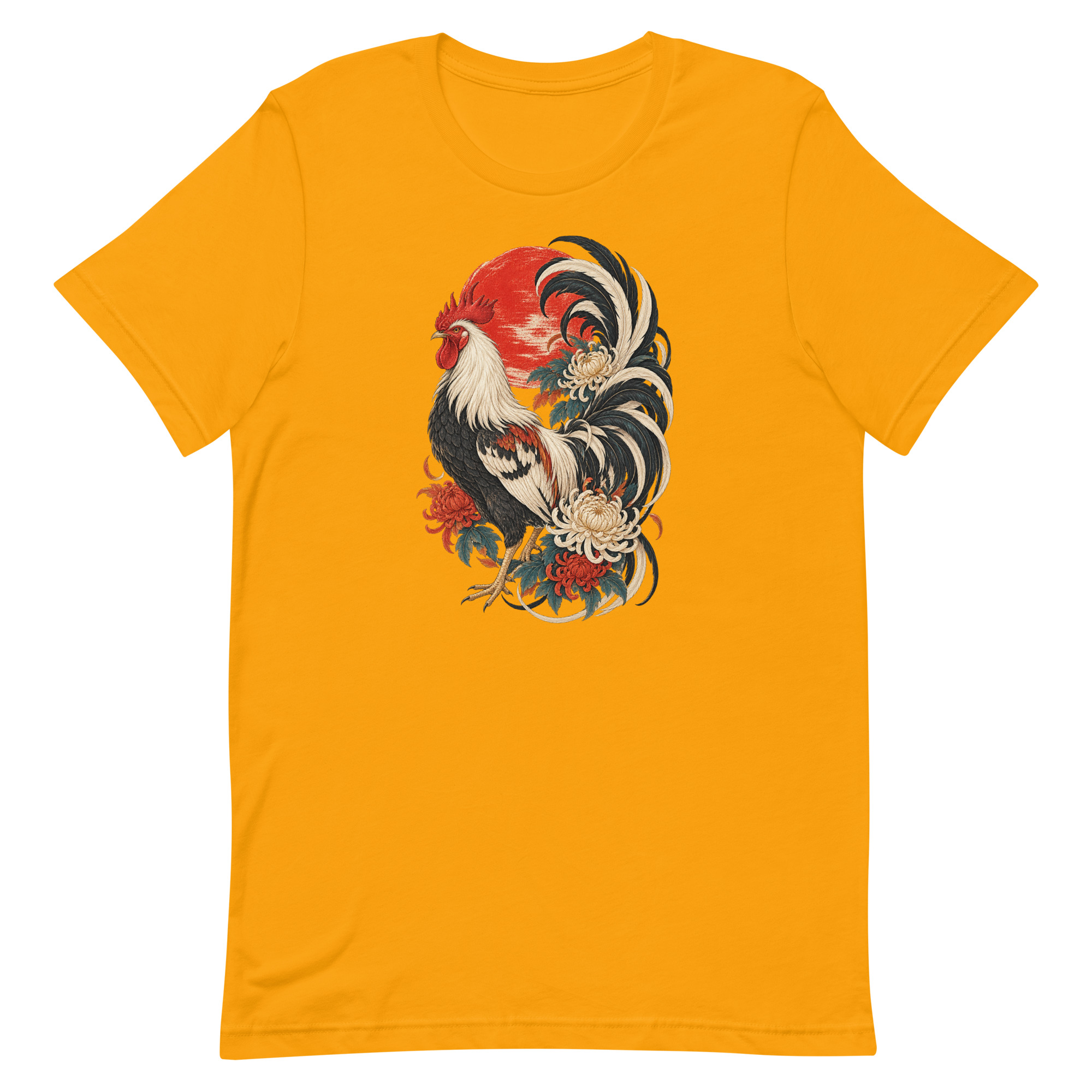 Japanese Rooster Red Sun Chrysanthemum Art, Japanese Art Tee, Mythology Gift - Image 14