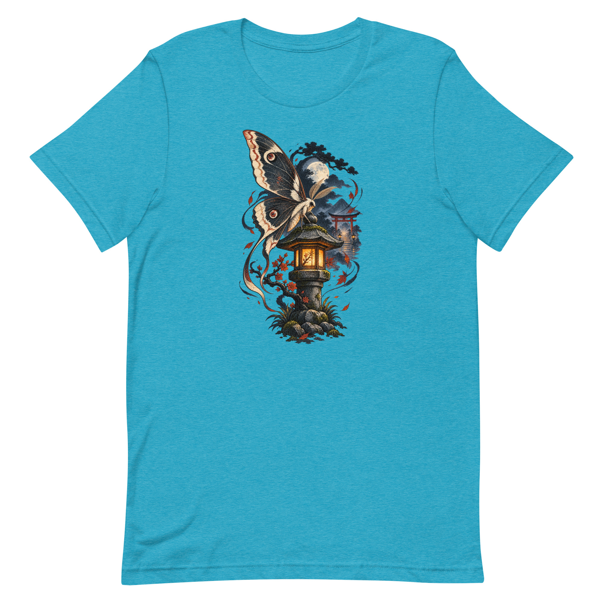 Japanese Moth Lantern Shrine Night Yokai Art T-Shirt - Image 79