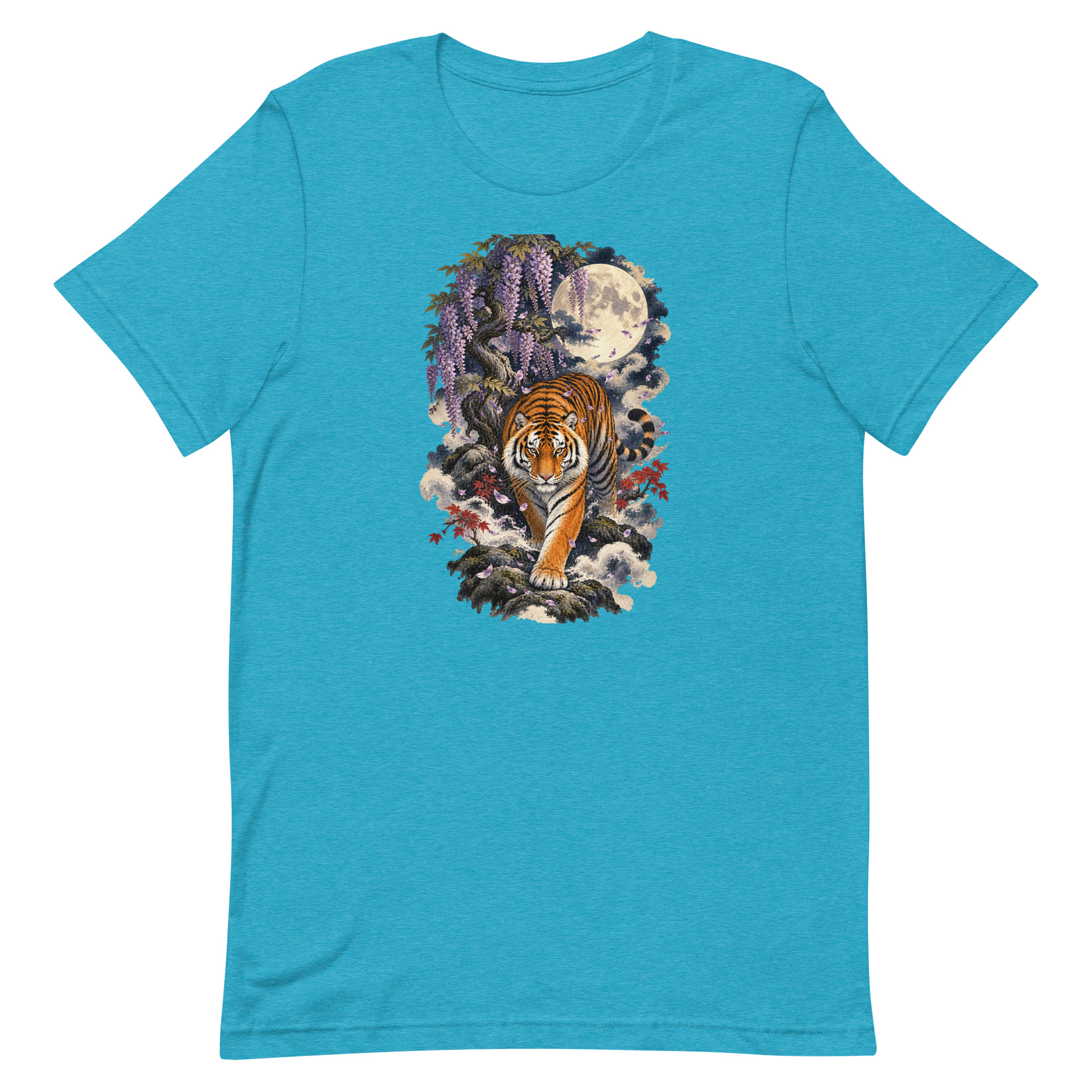 Japanese Tiger Wisteria Full Moon Art, Japanese Art Tee, Mythology Gift - Image 79