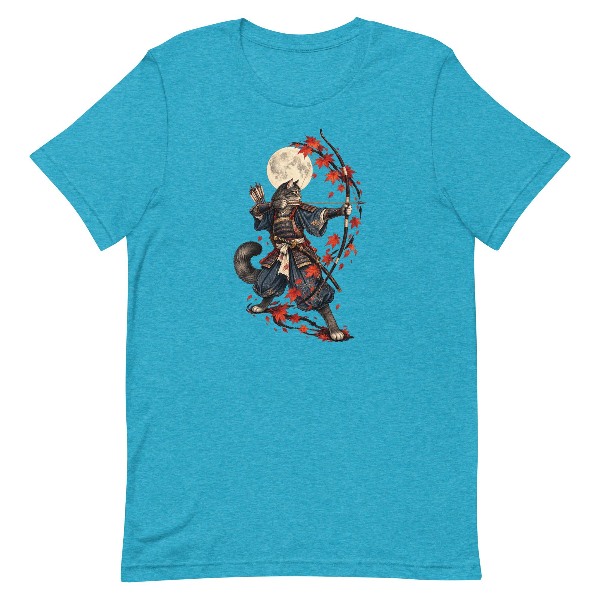 Samurai Cat Archer Maple Moon Japanese Art, Japanese Art Tee, Mythology Gift - Image 81