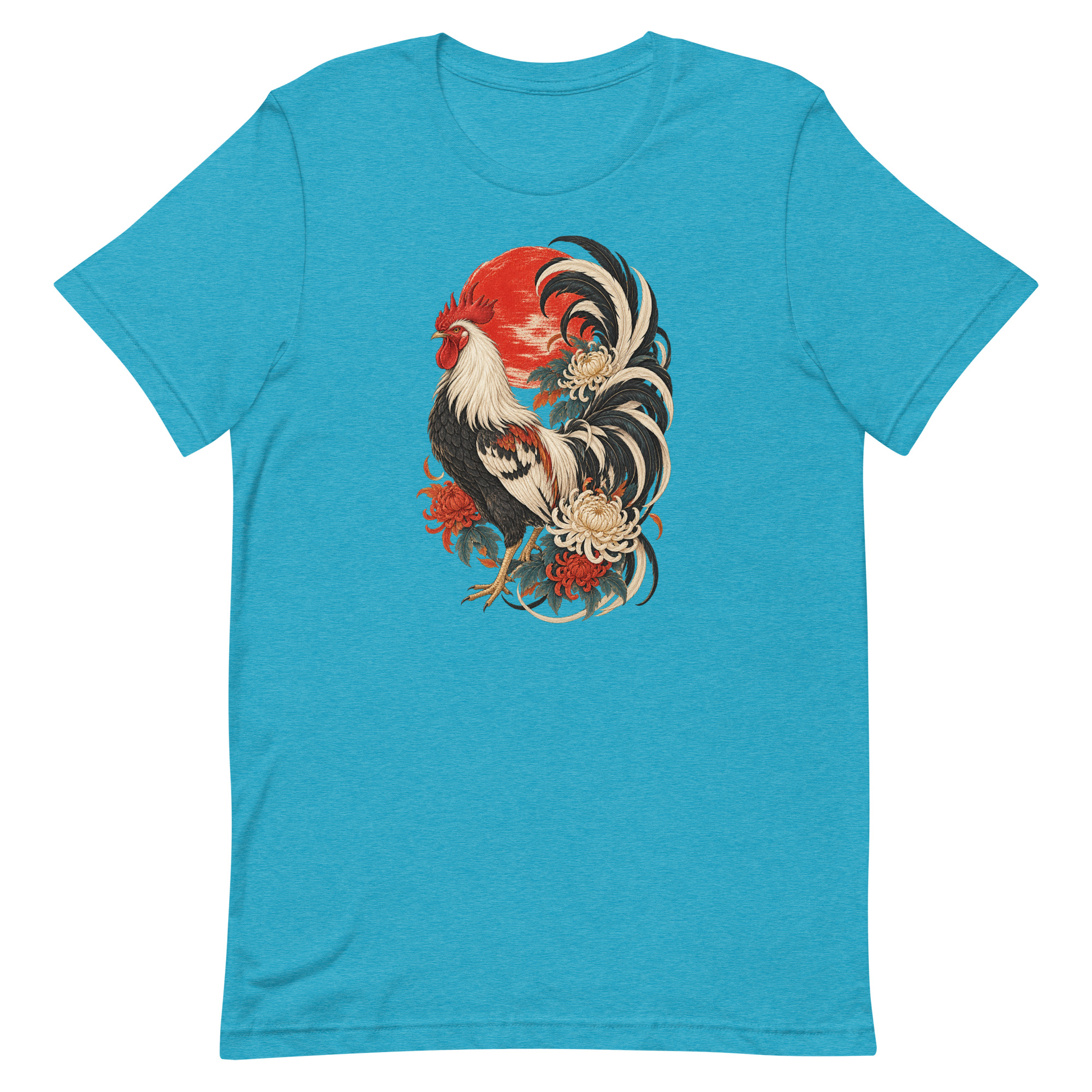 Japanese Rooster Red Sun Chrysanthemum Art, Japanese Art Tee, Mythology Gift - Image 79