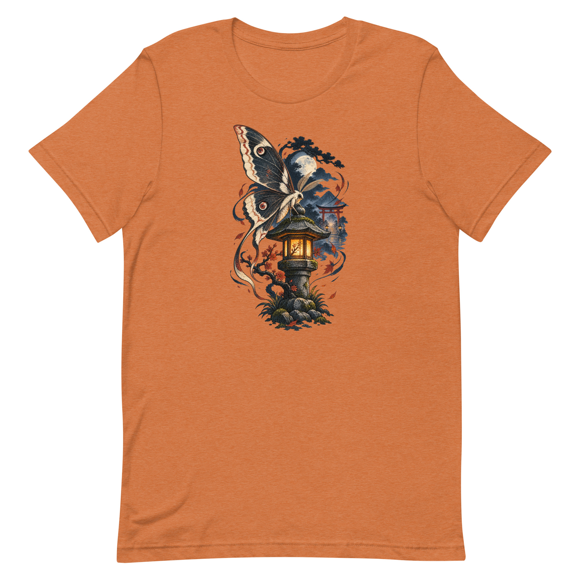 Japanese Moth Lantern Shrine Night Yokai Art T-Shirt - Image 85