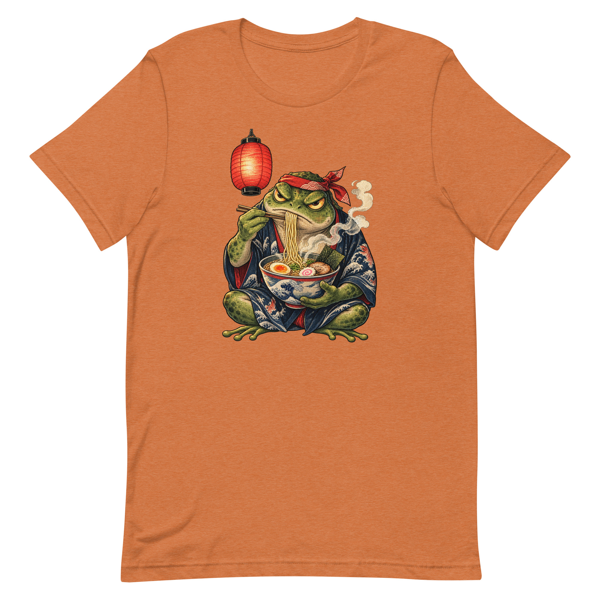 Grumpy Frog Ramen Lantern Japanese Ink Art T-Shirt - Image 87