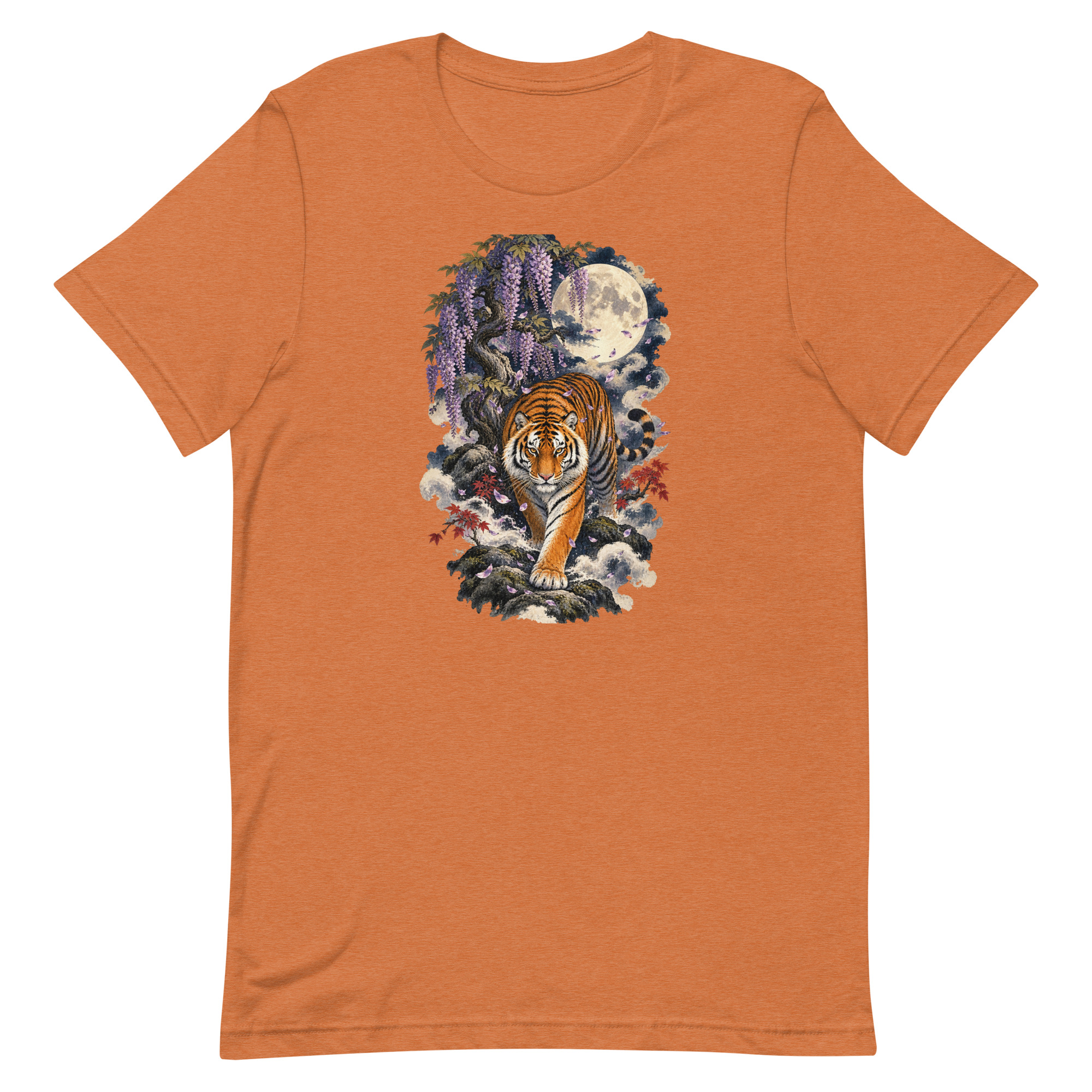 Japanese Tiger Wisteria Full Moon Art, Japanese Art Tee, Mythology Gift - Image 85