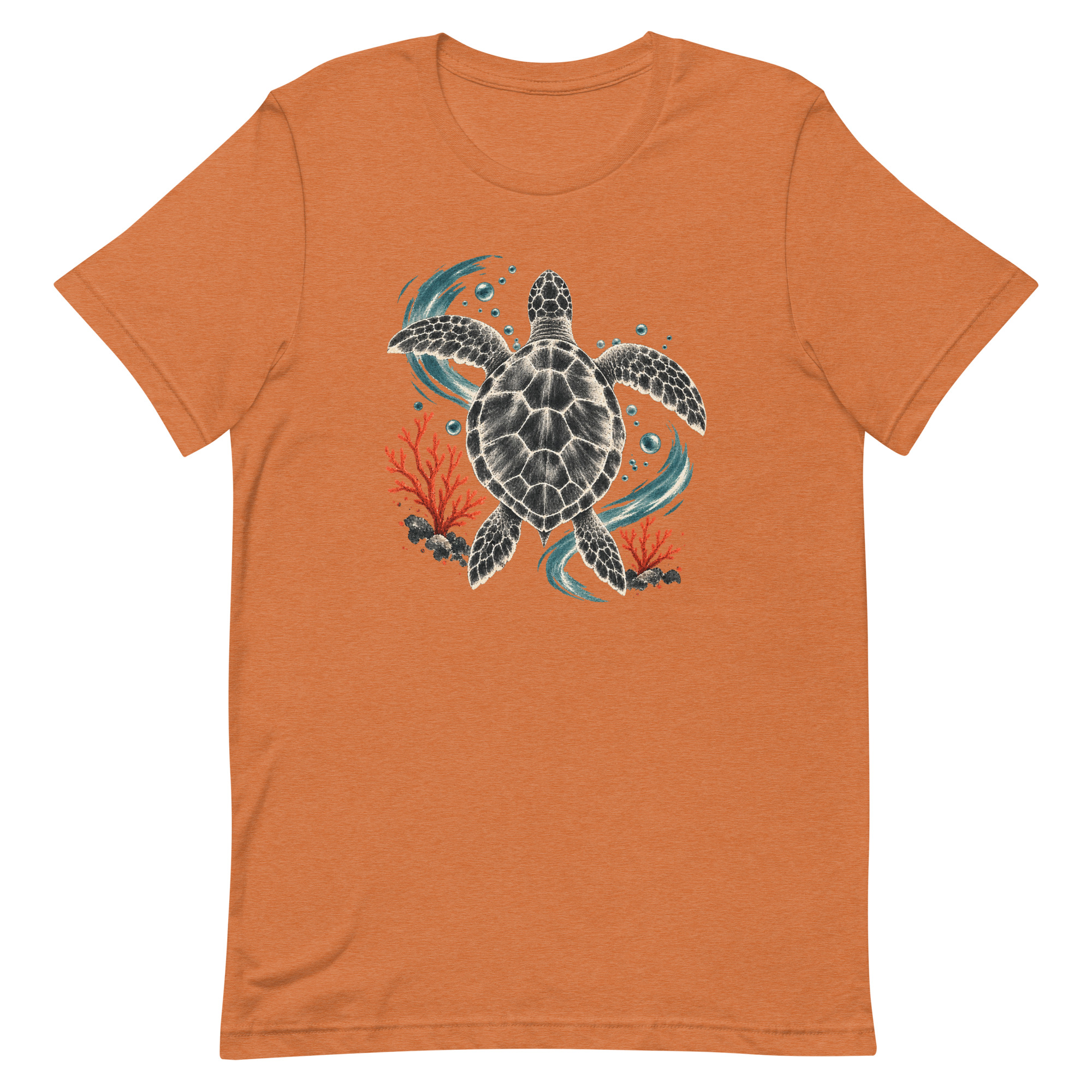 Gyotaku Sea Turtle Coral Japanese Print Art, Japanese Art Tee, Mythology Gift - Image 87