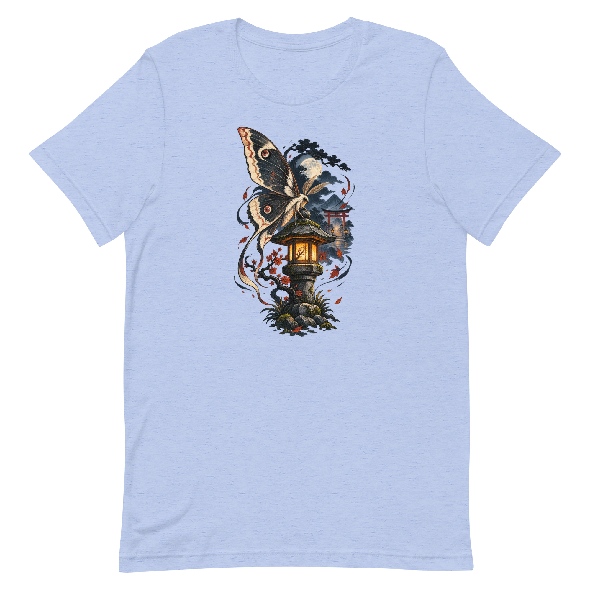 Japanese Moth Lantern Shrine Night Yokai Art T-Shirt - Image 15