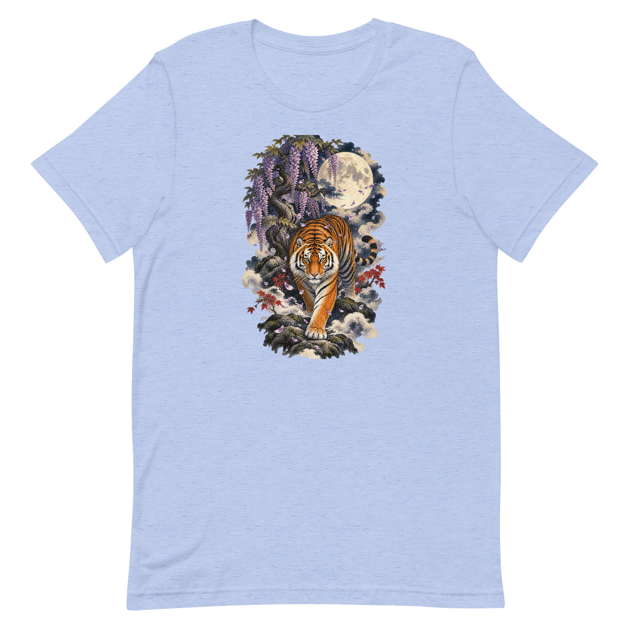 Japanese Tiger Wisteria Full Moon Art, Japanese Art Tee, Mythology Gift - Image 15
