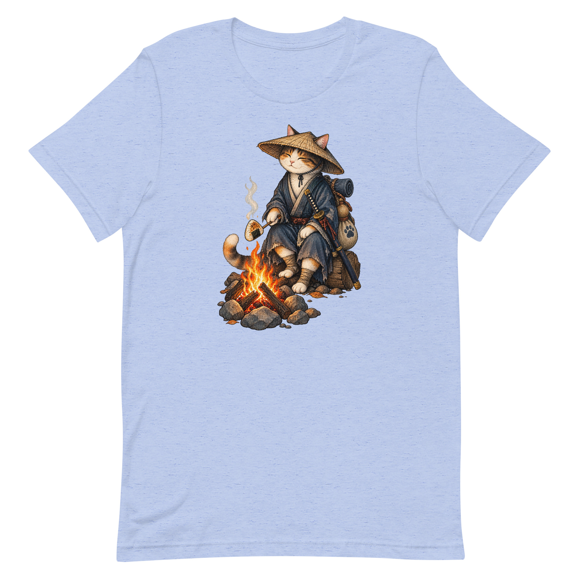 Samurai Cat Onigiri Campfire Japanese Art, Japanese Art Tee, Mythology Gift - Image 17
