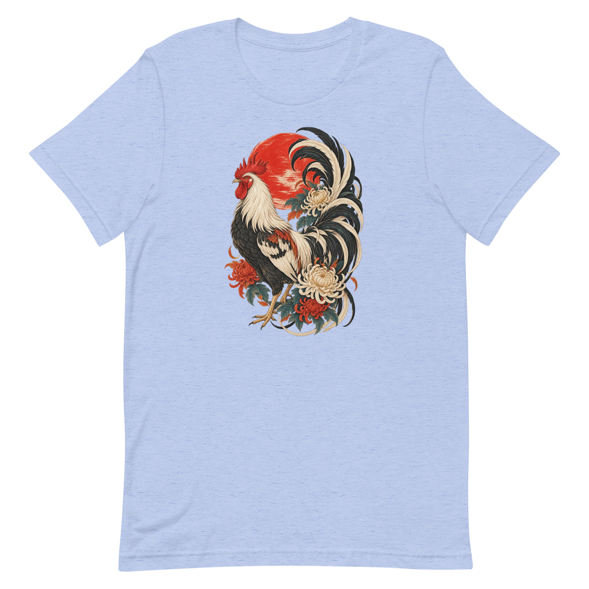 Japanese Rooster Red Sun Chrysanthemum Art, Japanese Art Tee, Mythology Gift - Image 15