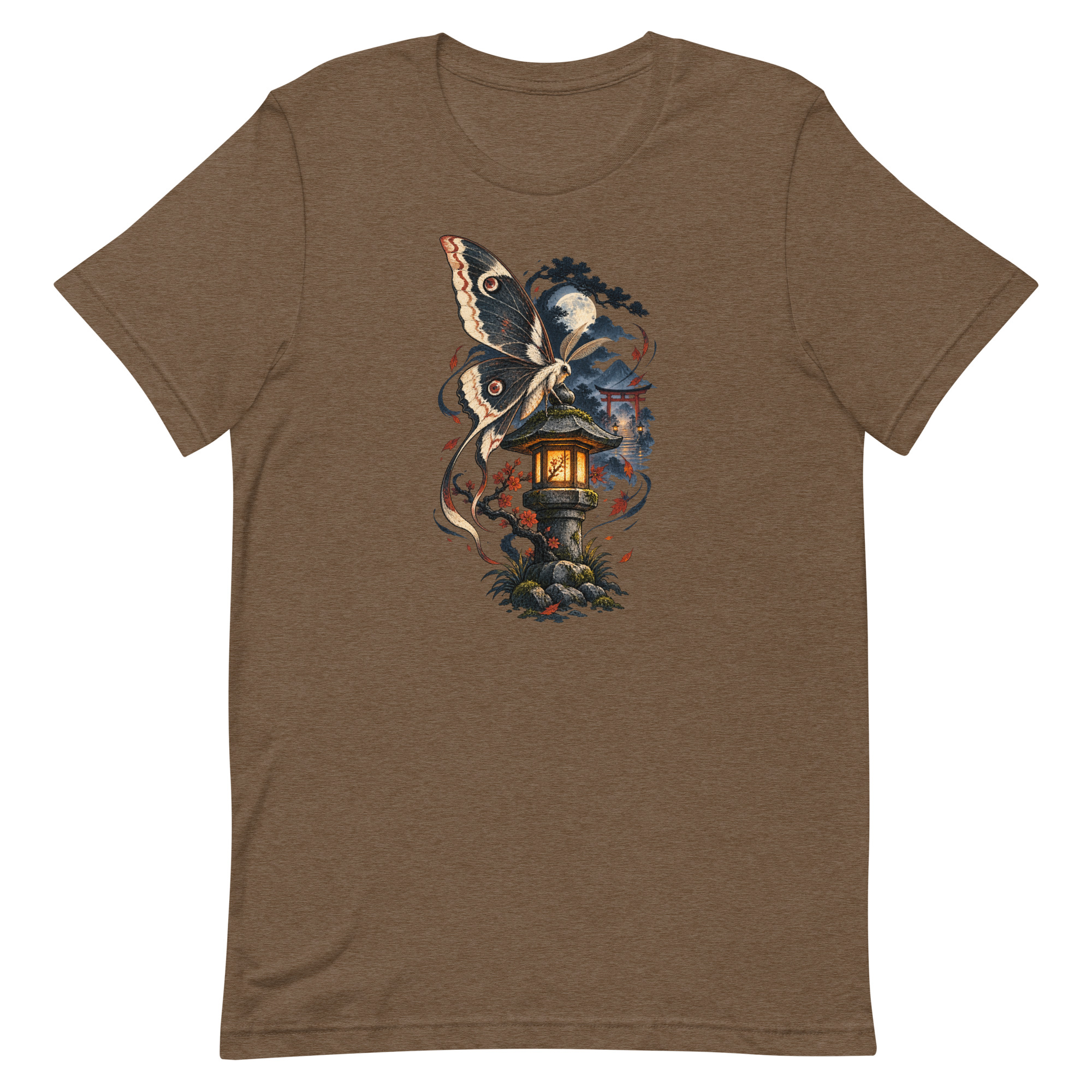 Japanese Moth Lantern Shrine Night Yokai Art T-Shirt - Image 88