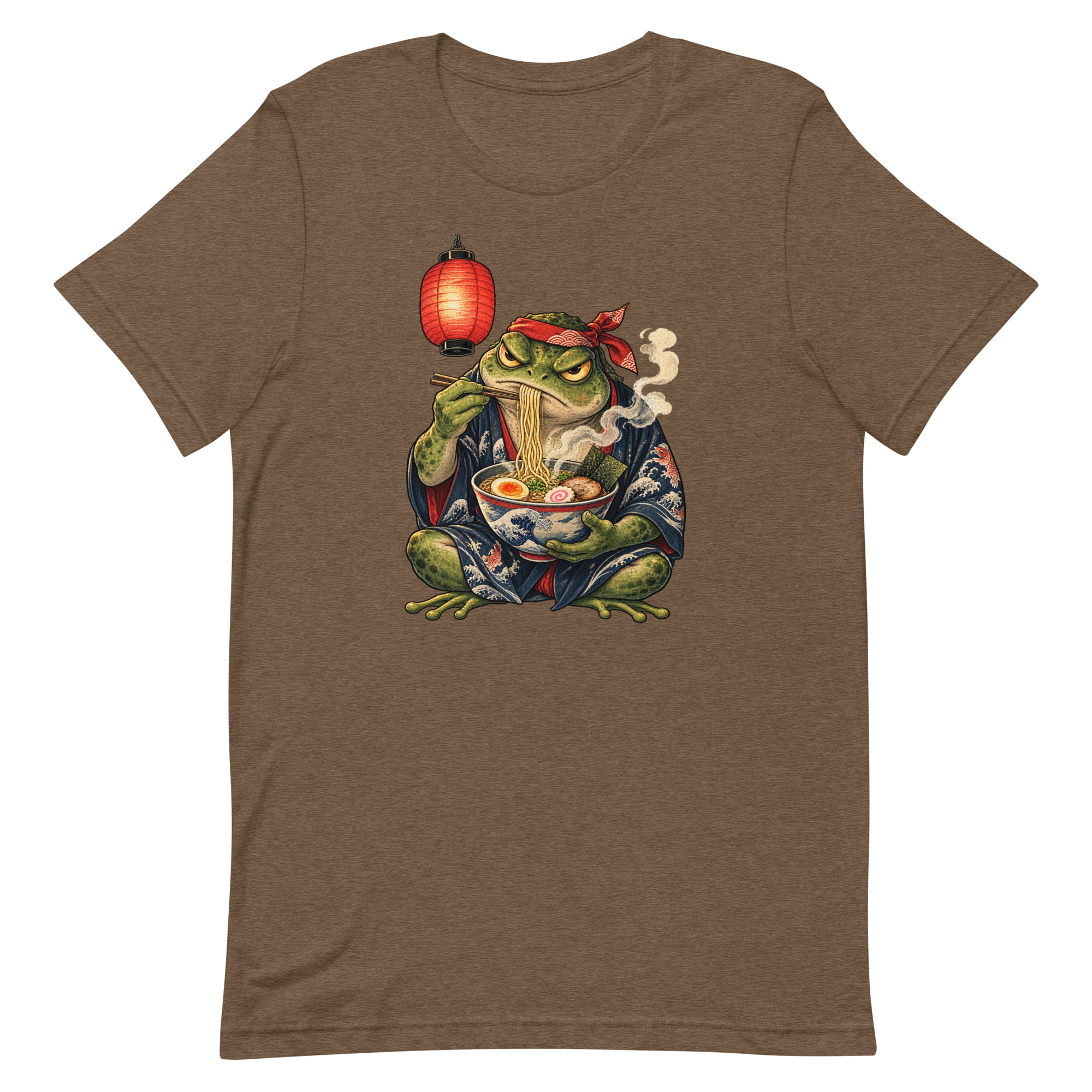 Grumpy Frog Ramen Lantern Japanese Ink Art T-Shirt - Image 90