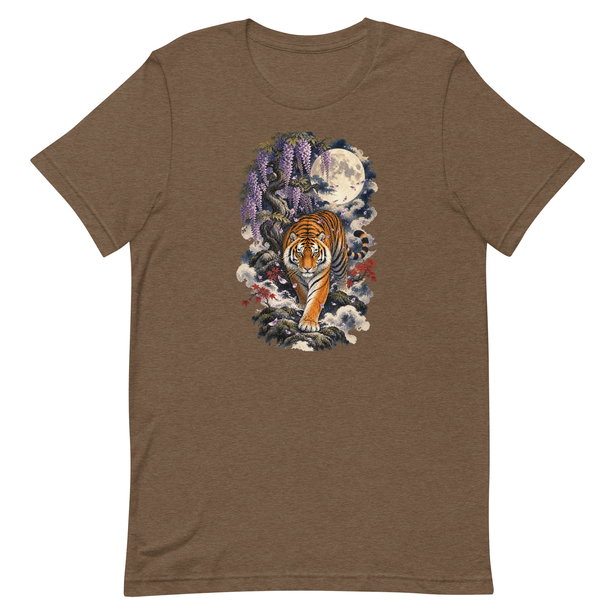 Japanese Tiger Wisteria Full Moon Art, Japanese Art Tee, Mythology Gift - Image 88