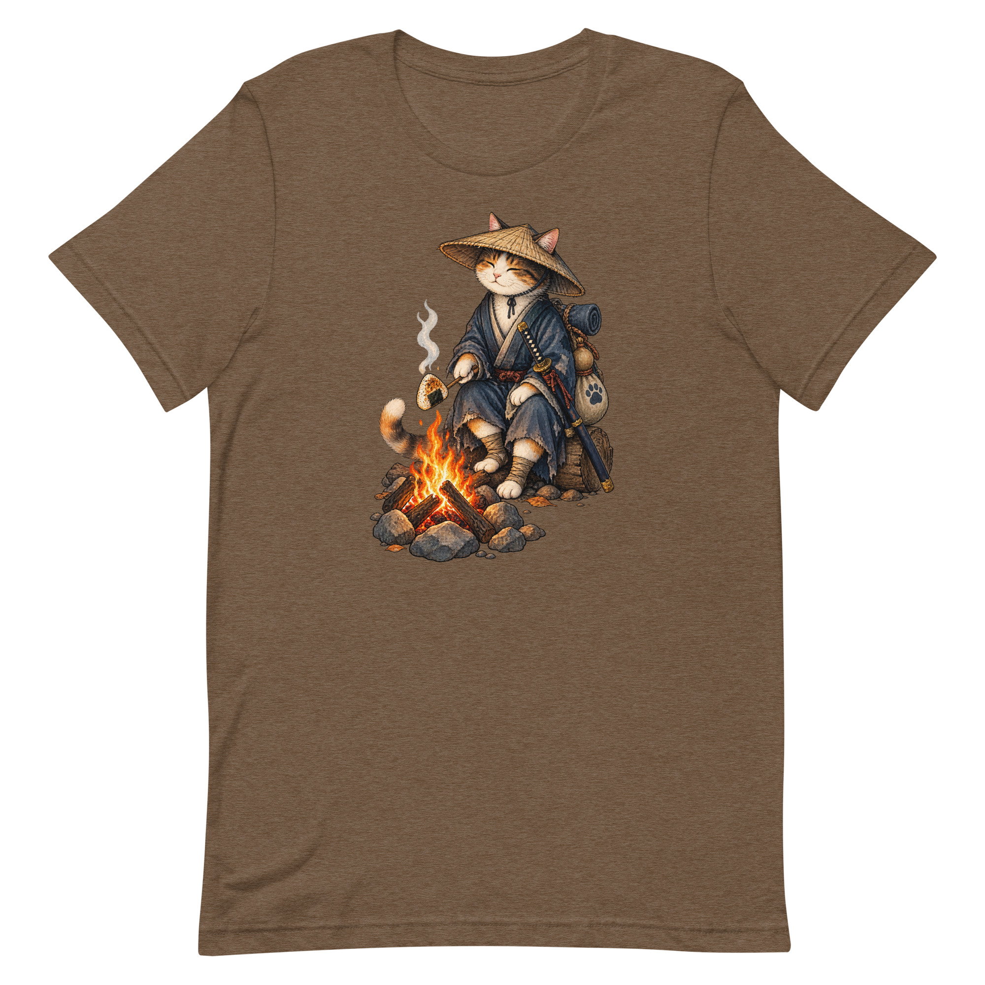 Samurai Cat Onigiri Campfire Japanese Art, Japanese Art Tee, Mythology Gift - Image 90