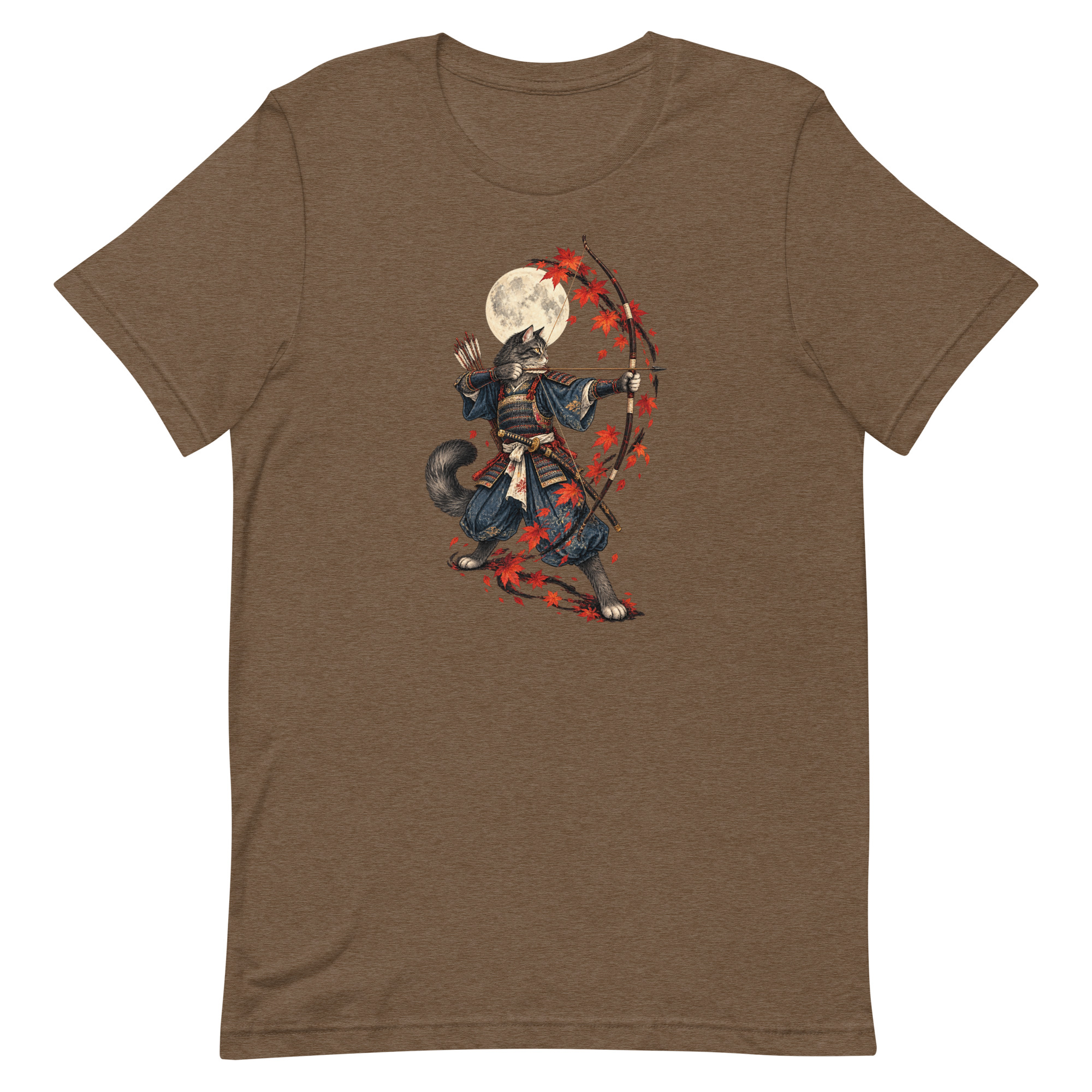 Samurai Cat Archer Maple Moon Japanese Art, Japanese Art Tee, Mythology Gift - Image 90